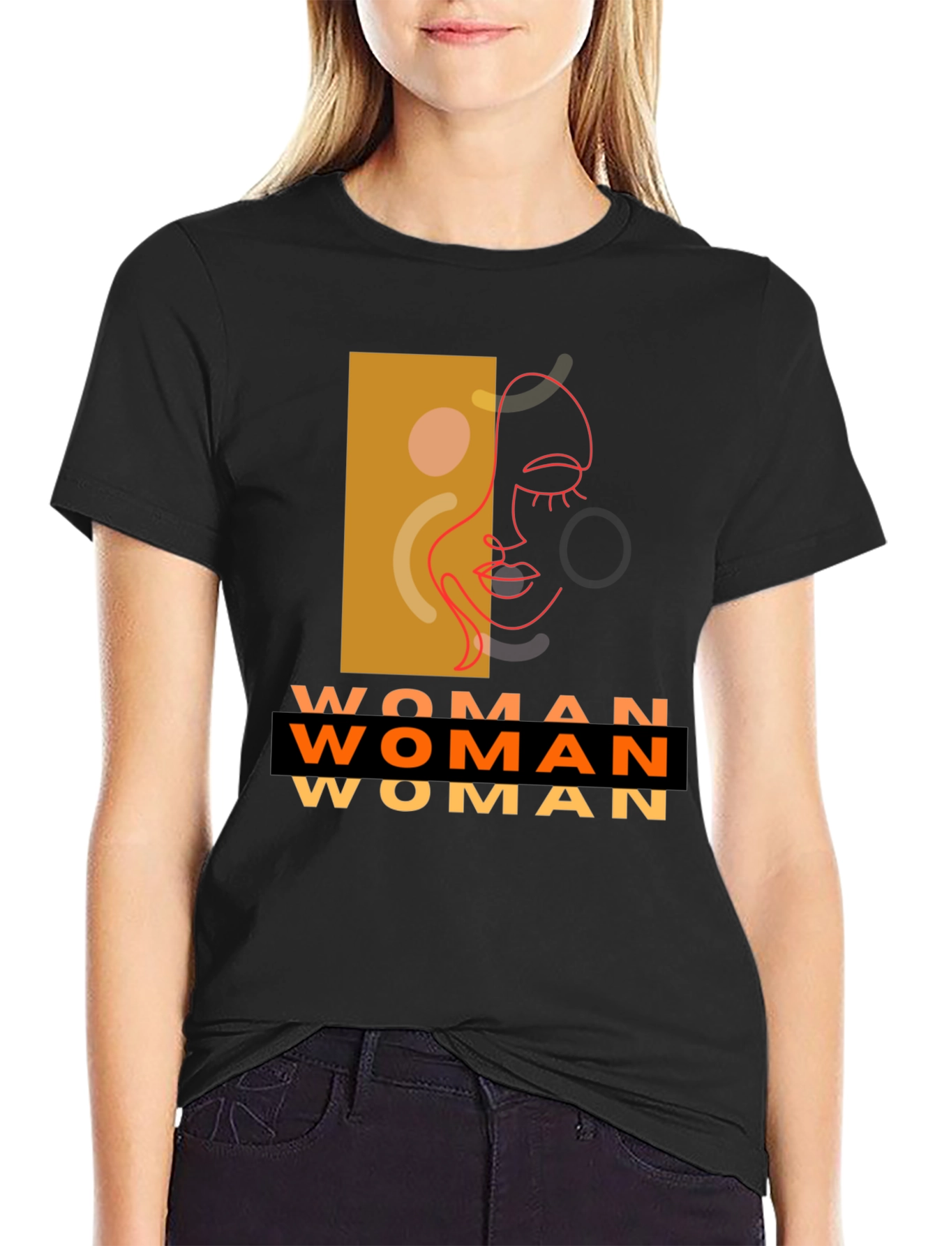 Woman Graphic Tee - Abstract Face Art Print Shirt