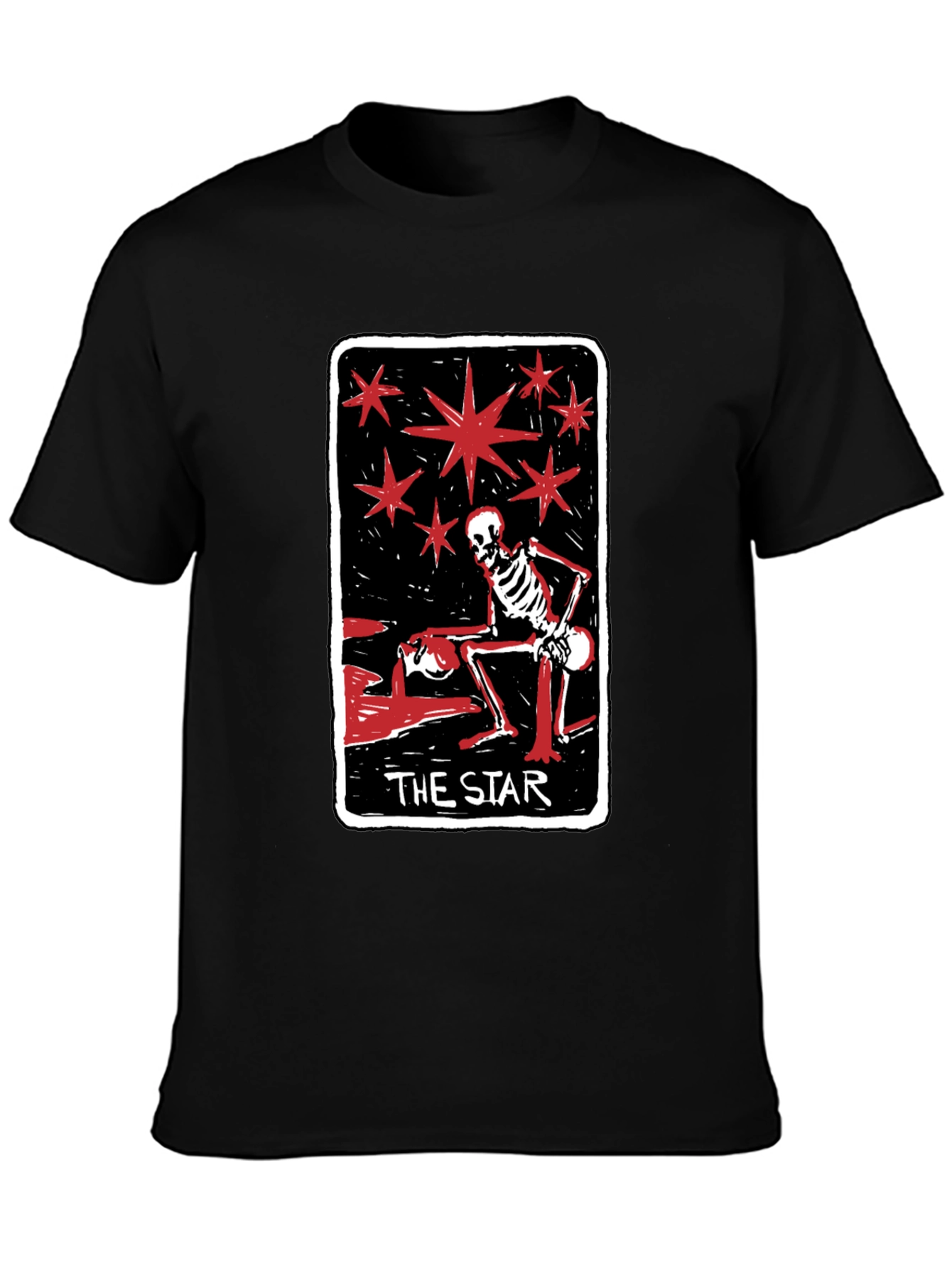 Skeleton The Star Tarot Card Graphic Tee