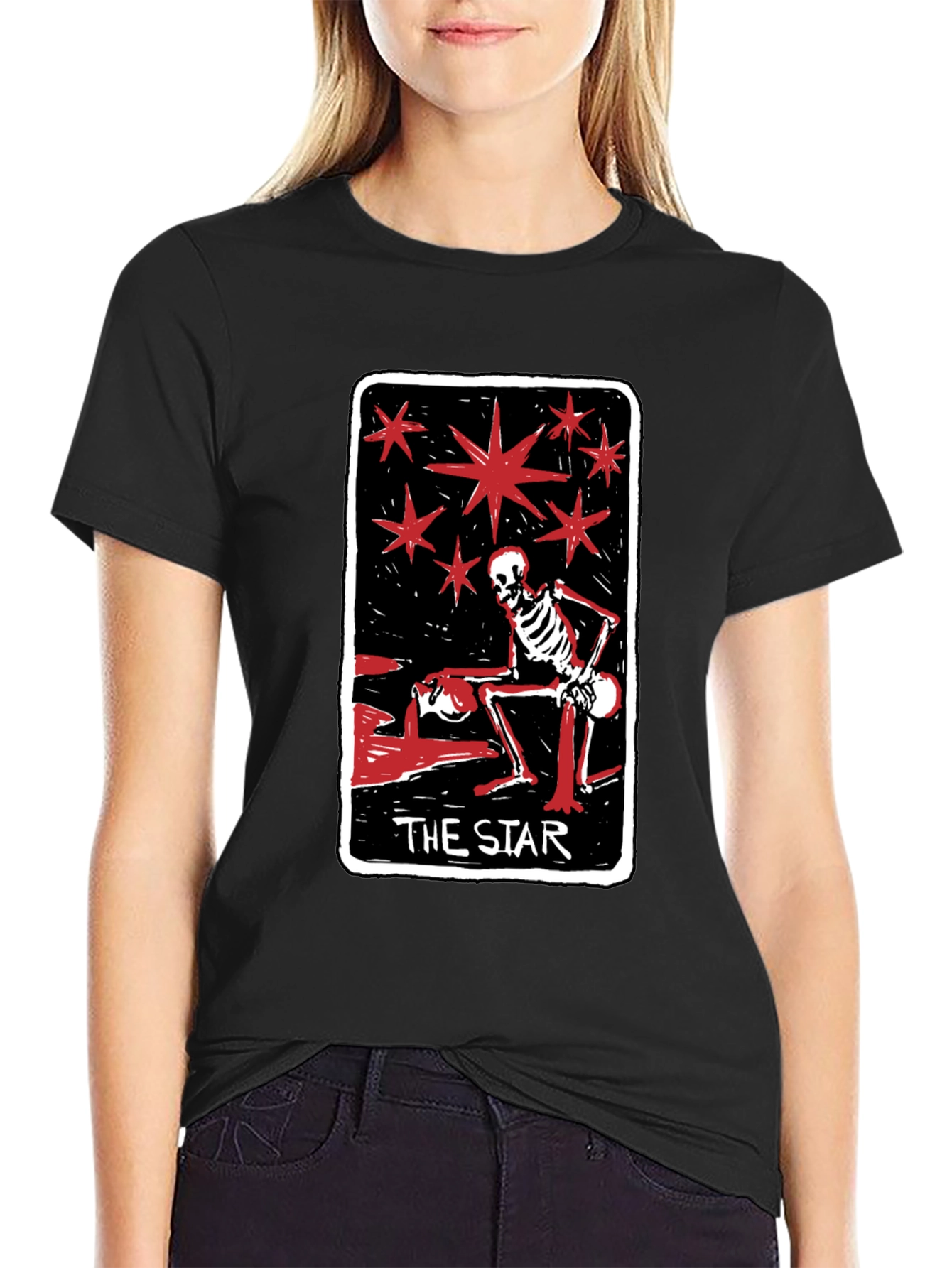 Skeleton The Star Tarot Card Graphic Tee
