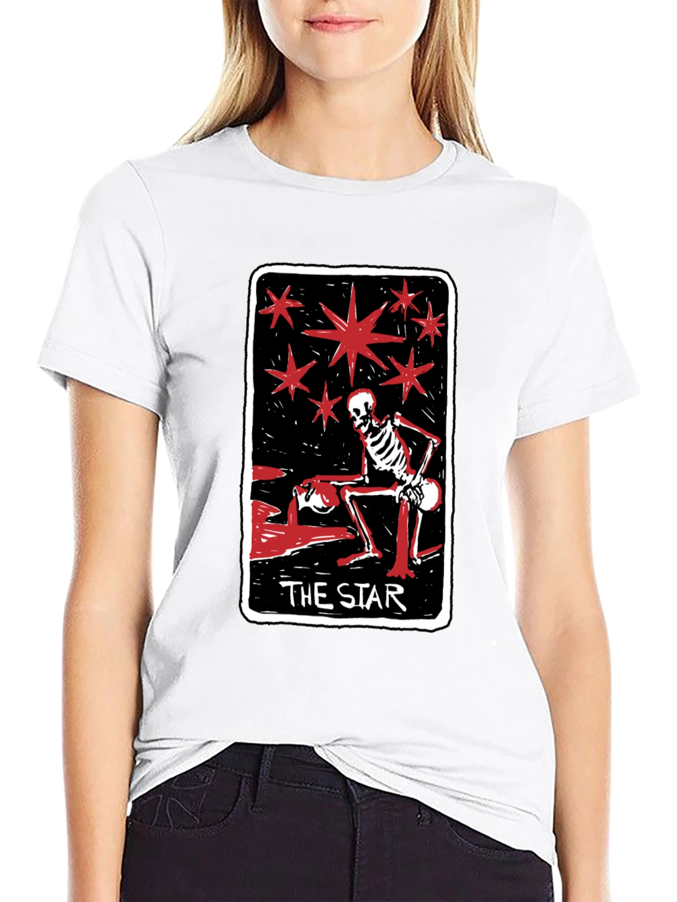 Skeleton The Star Tarot Card Graphic Tee