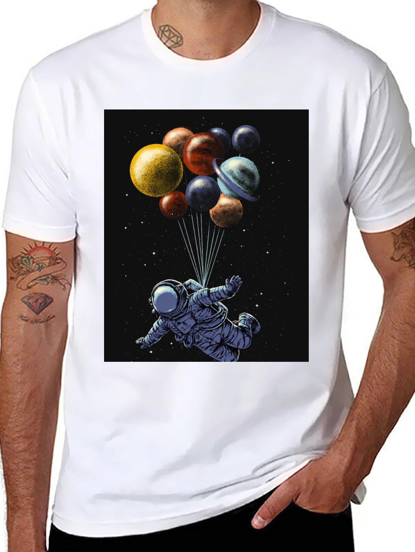 Astronaut Planets Graphic T-Shirt