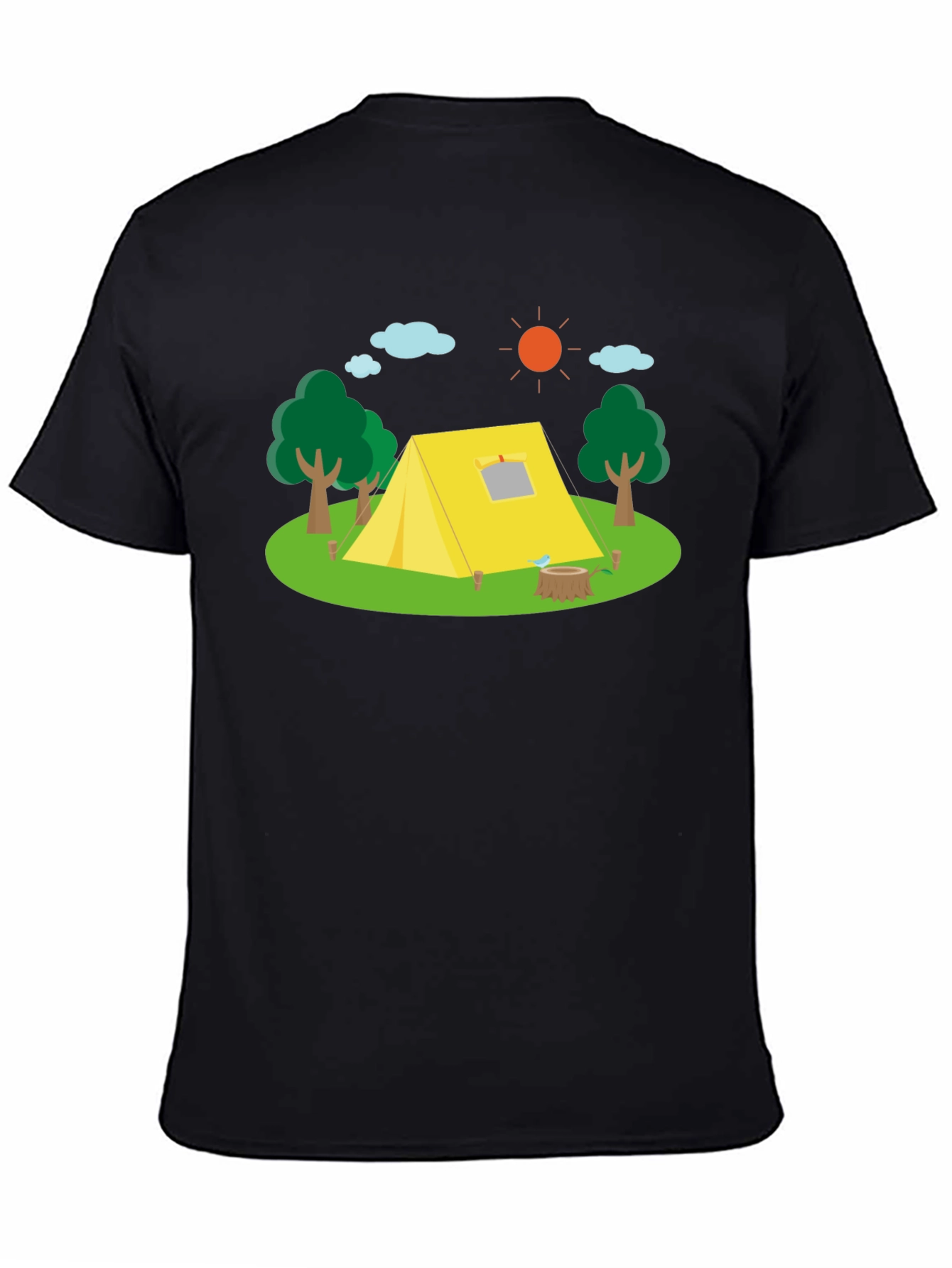 Camping Scene Black T-Shirt