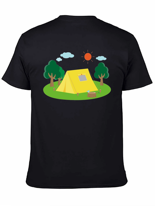 Camping Scene Black T-Shirt