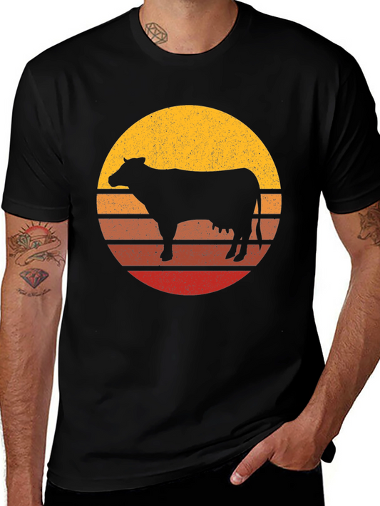 Retro Cow Sunset Graphic T-Shirt
