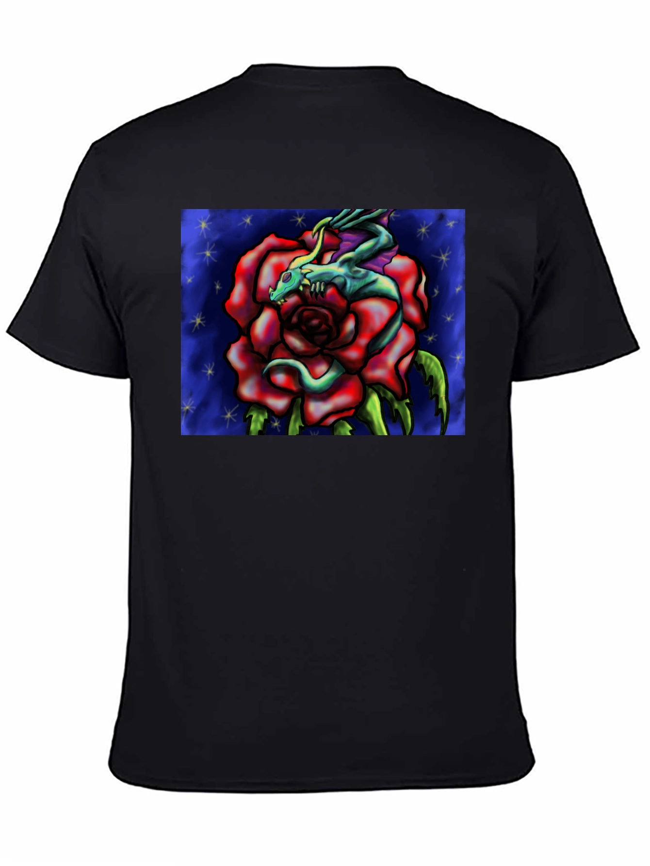 Dragon Rose Graphic Tee - Black
