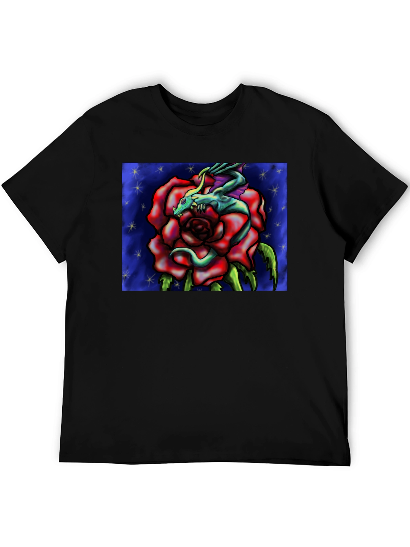 Dragon Rose Graphic Tee - Black