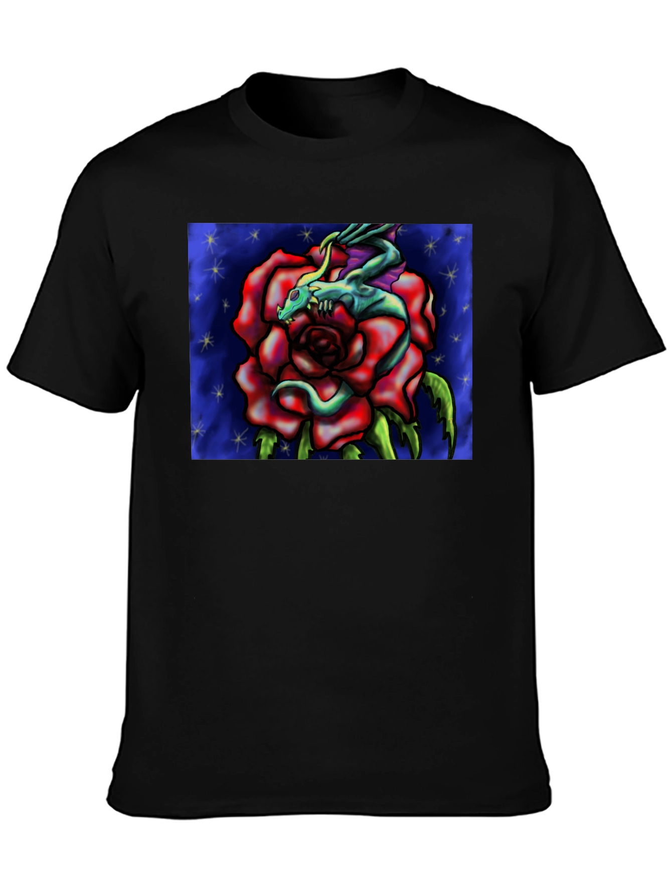Dragon Rose Graphic Tee - Black