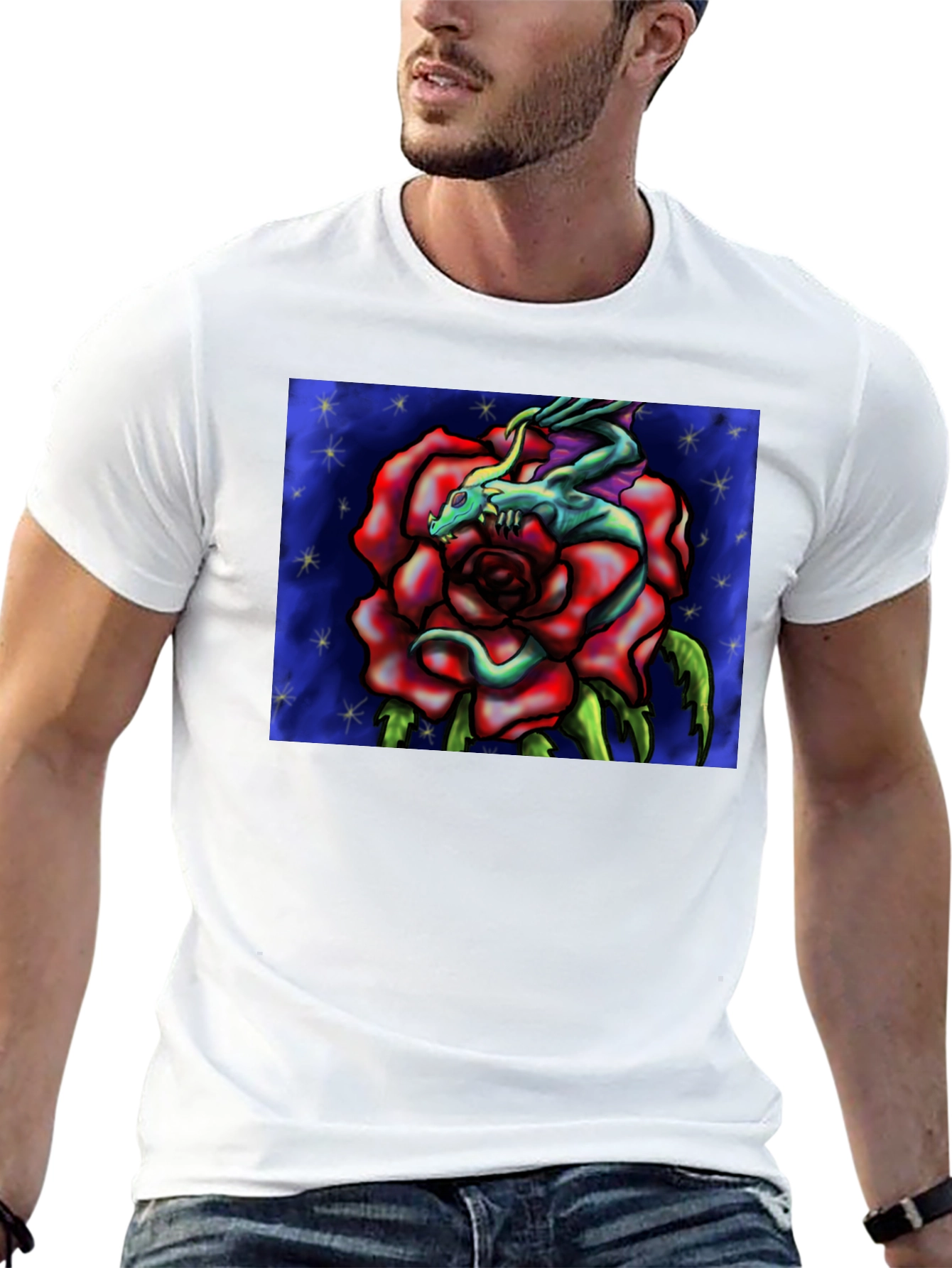 Dragon Rose Graphic Tee - Black
