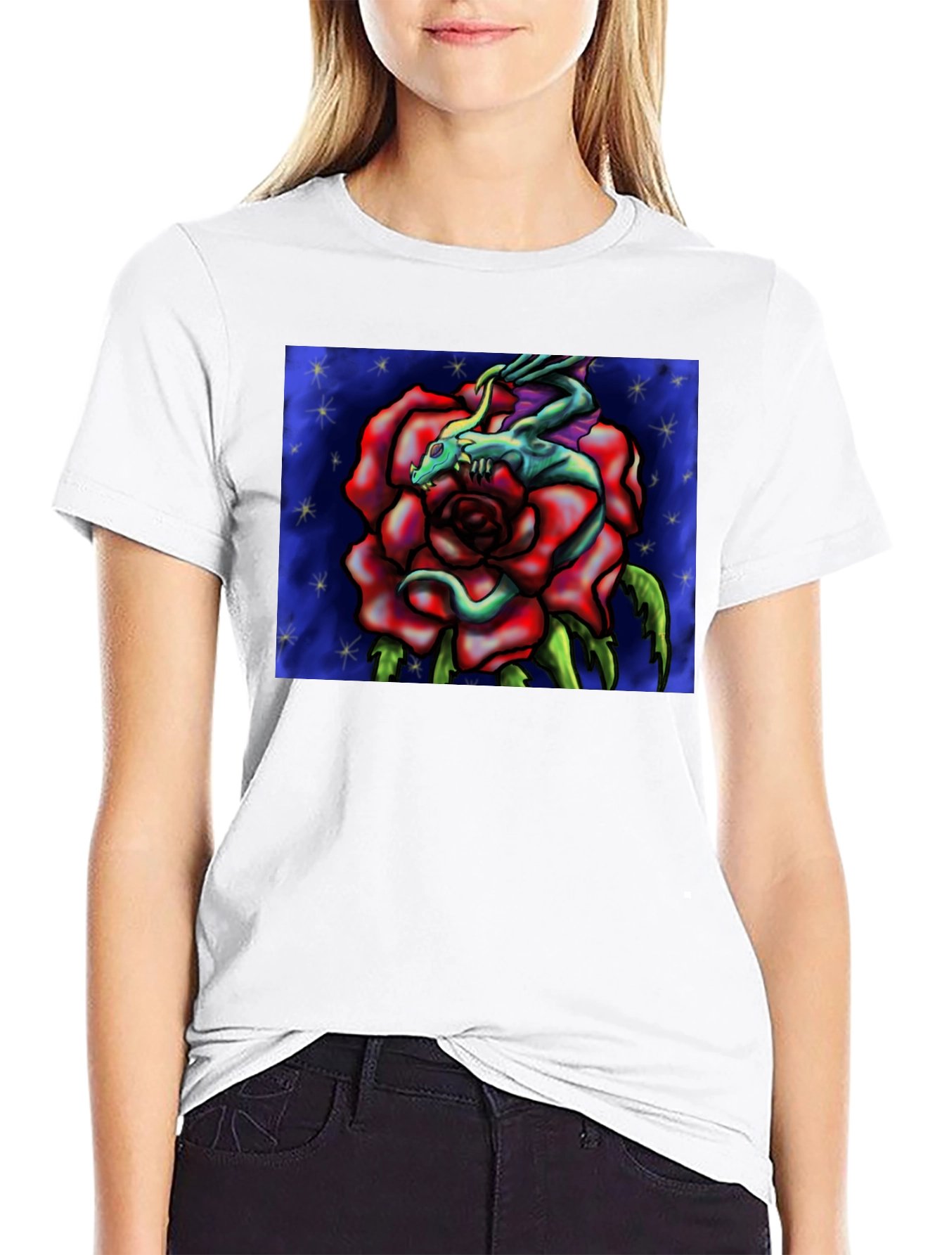 Dragon Rose Graphic Tee - Black