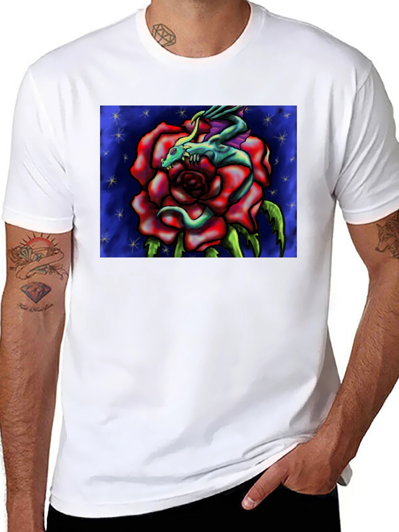 Dragon Rose Graphic Tee - Black