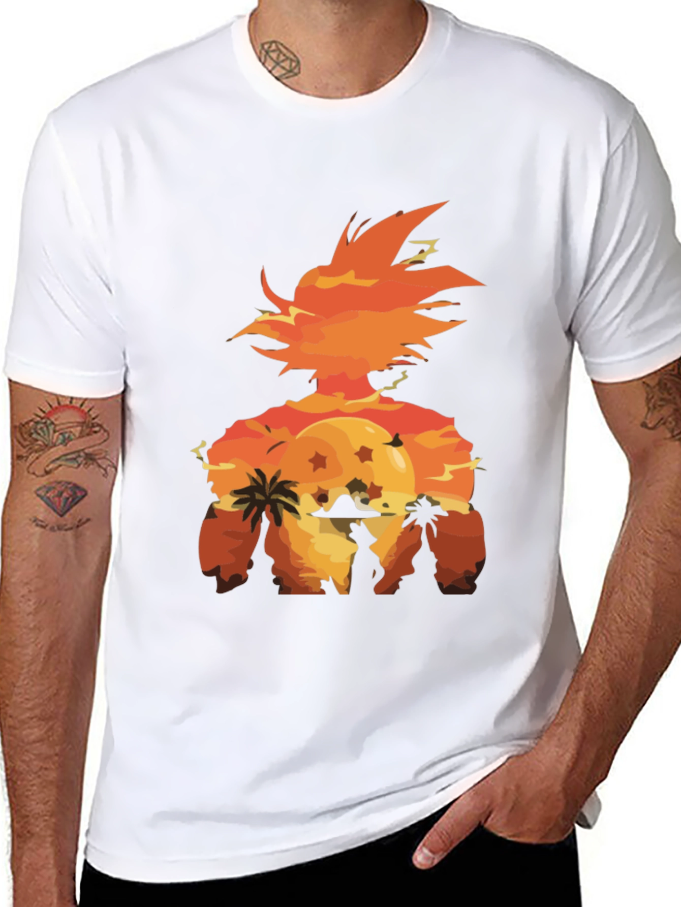 Goku Sunset Graphic Tee - Anime Style