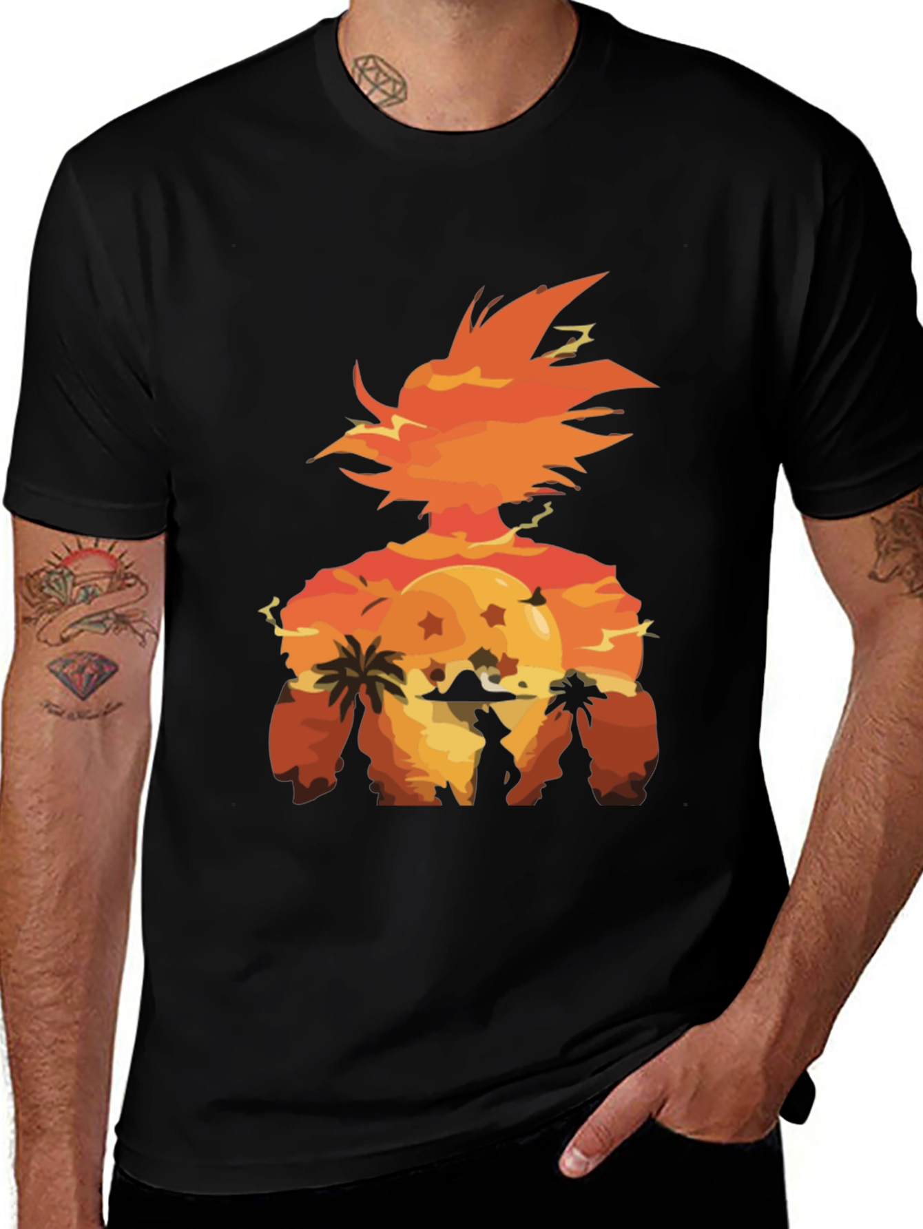 Goku Sunset Graphic Tee - Anime Style