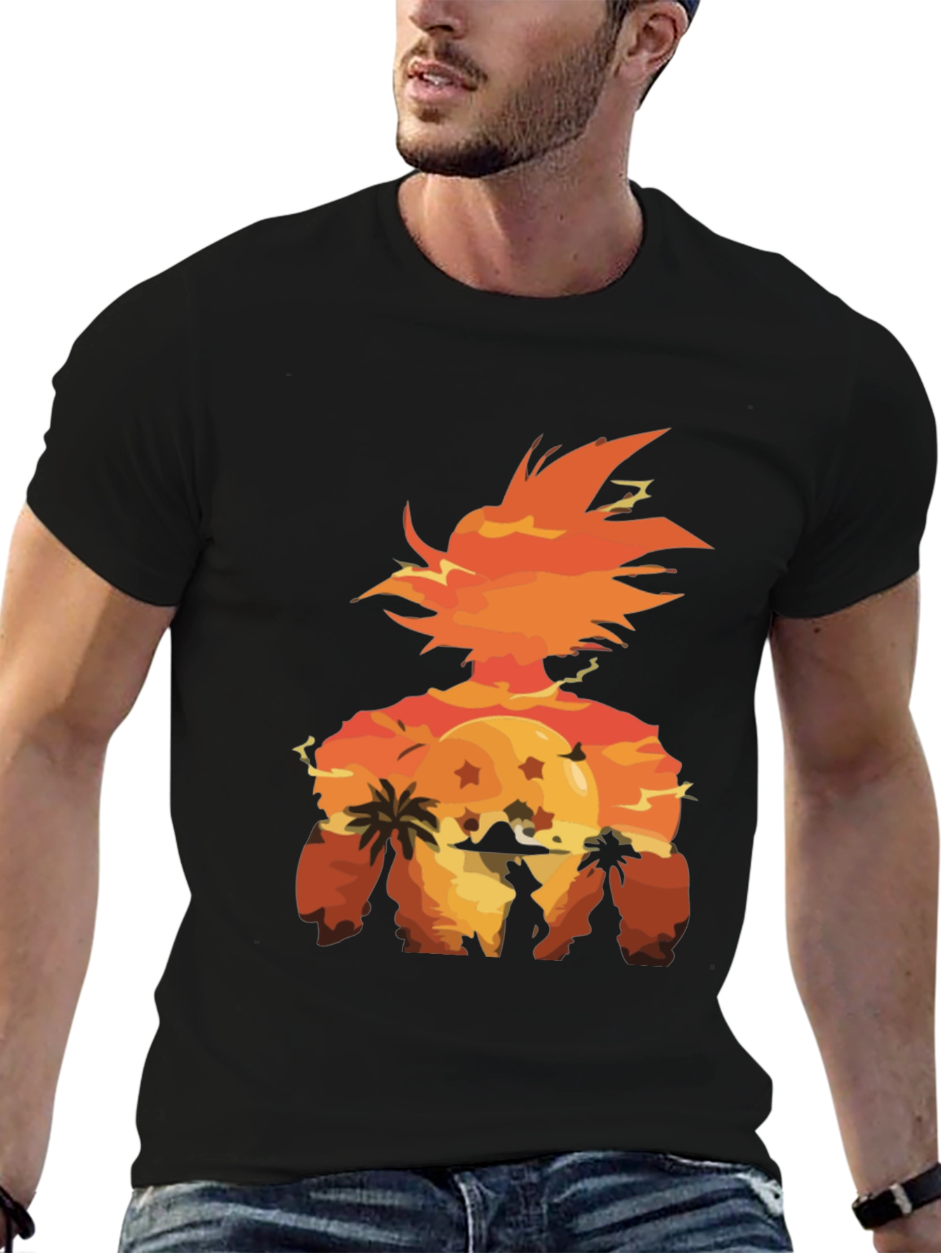 Goku Sunset Graphic Tee - Anime Style