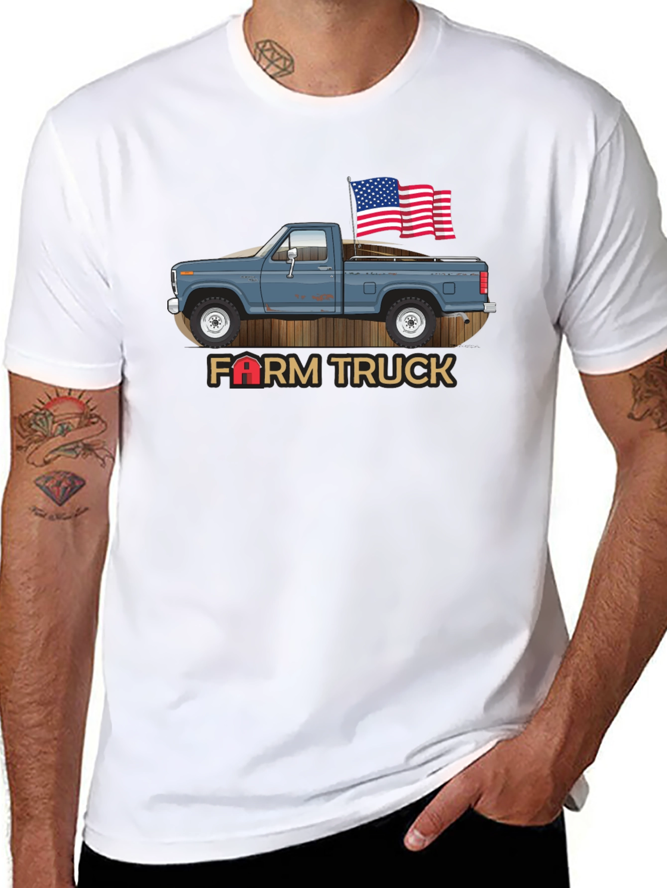 Farm Truck Patriotic Graphic Tee