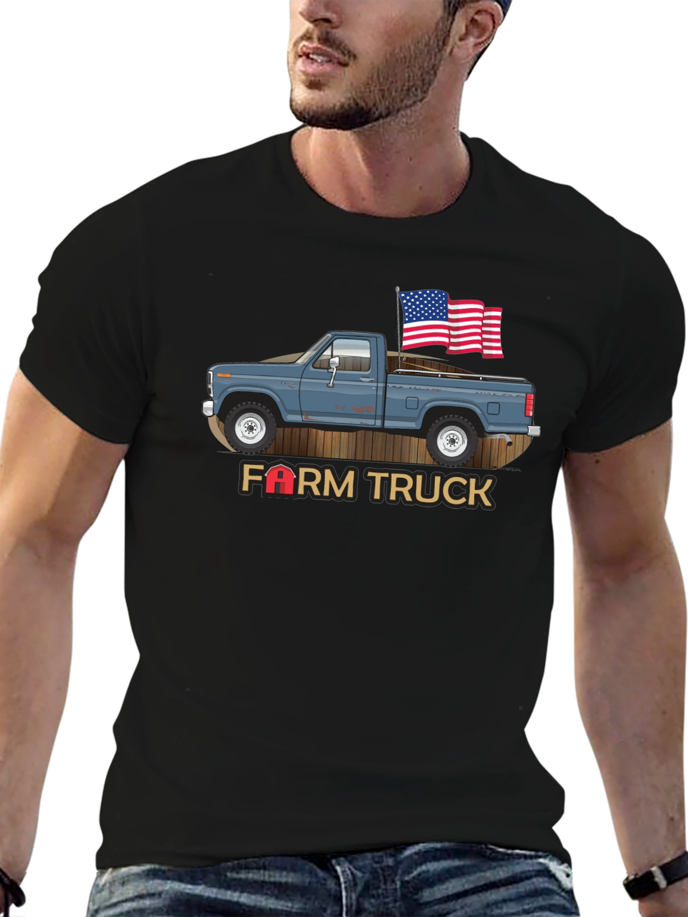 Farm Truck Patriotic Graphic Tee