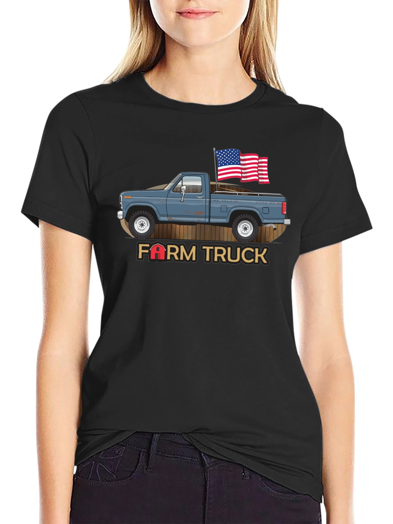 Farm Truck Patriotic Graphic Tee