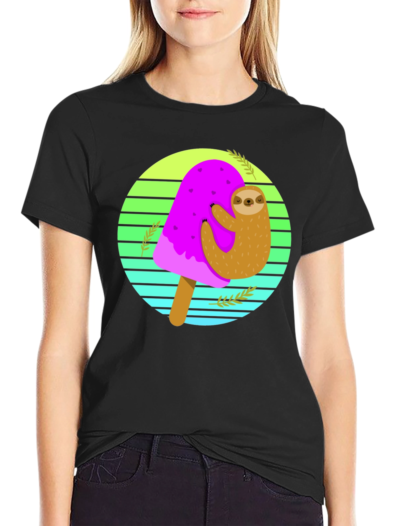 Sloth Ice Cream Graphic Tee - Comfy Cotton Blend