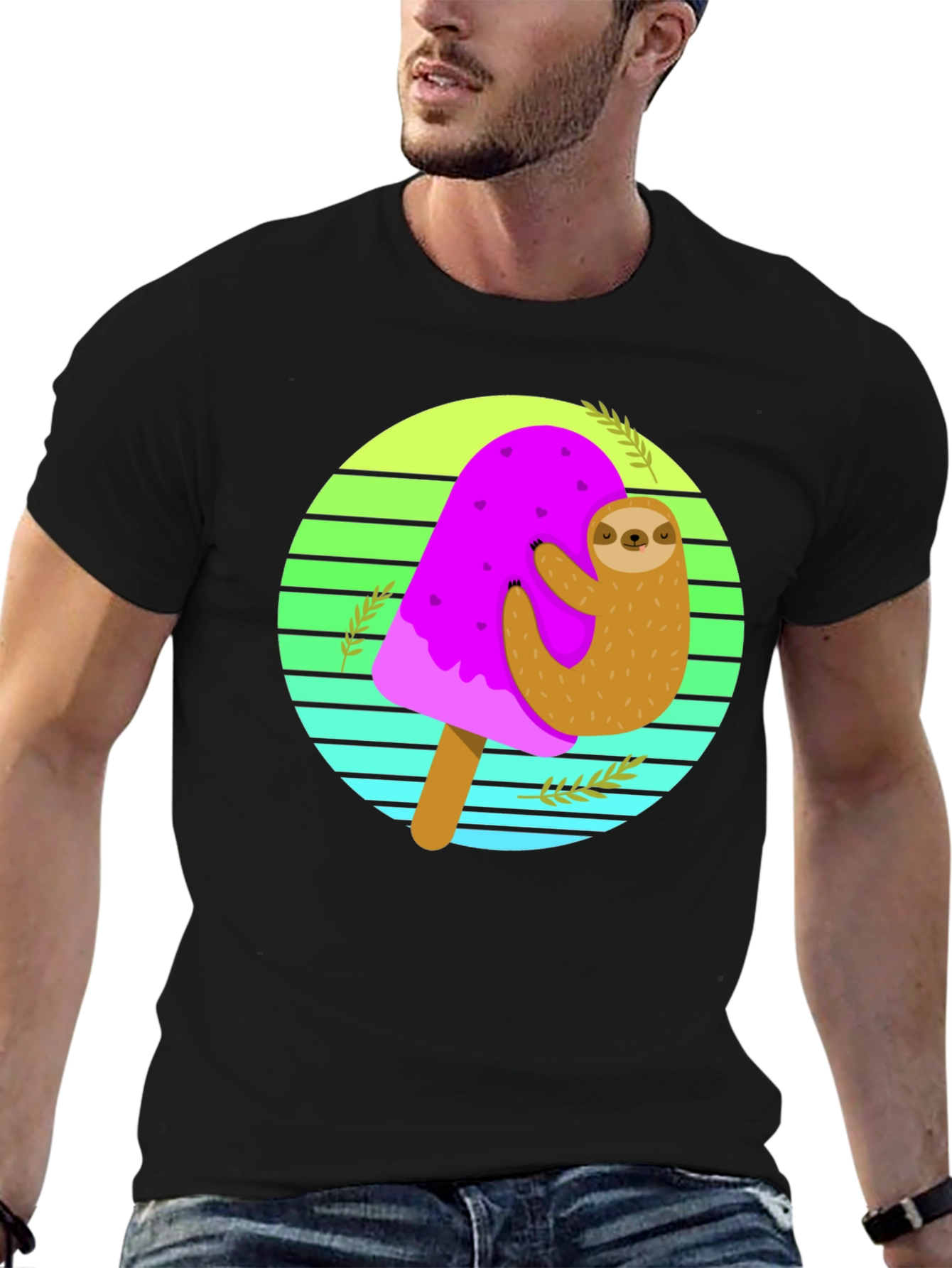 Sloth Ice Cream Graphic Tee - Comfy Cotton Blend