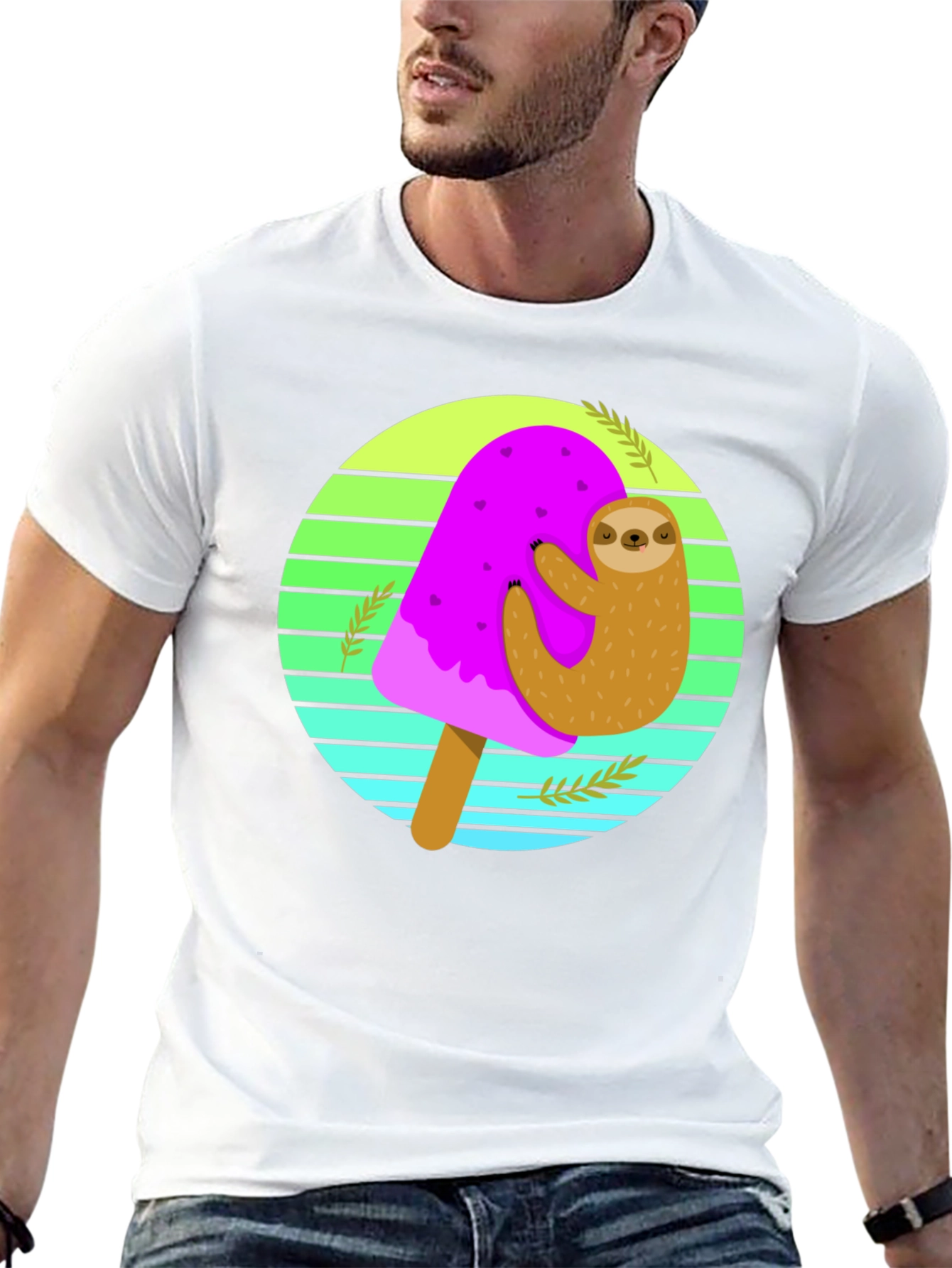 Sloth Ice Cream Graphic Tee - Comfy Cotton Blend