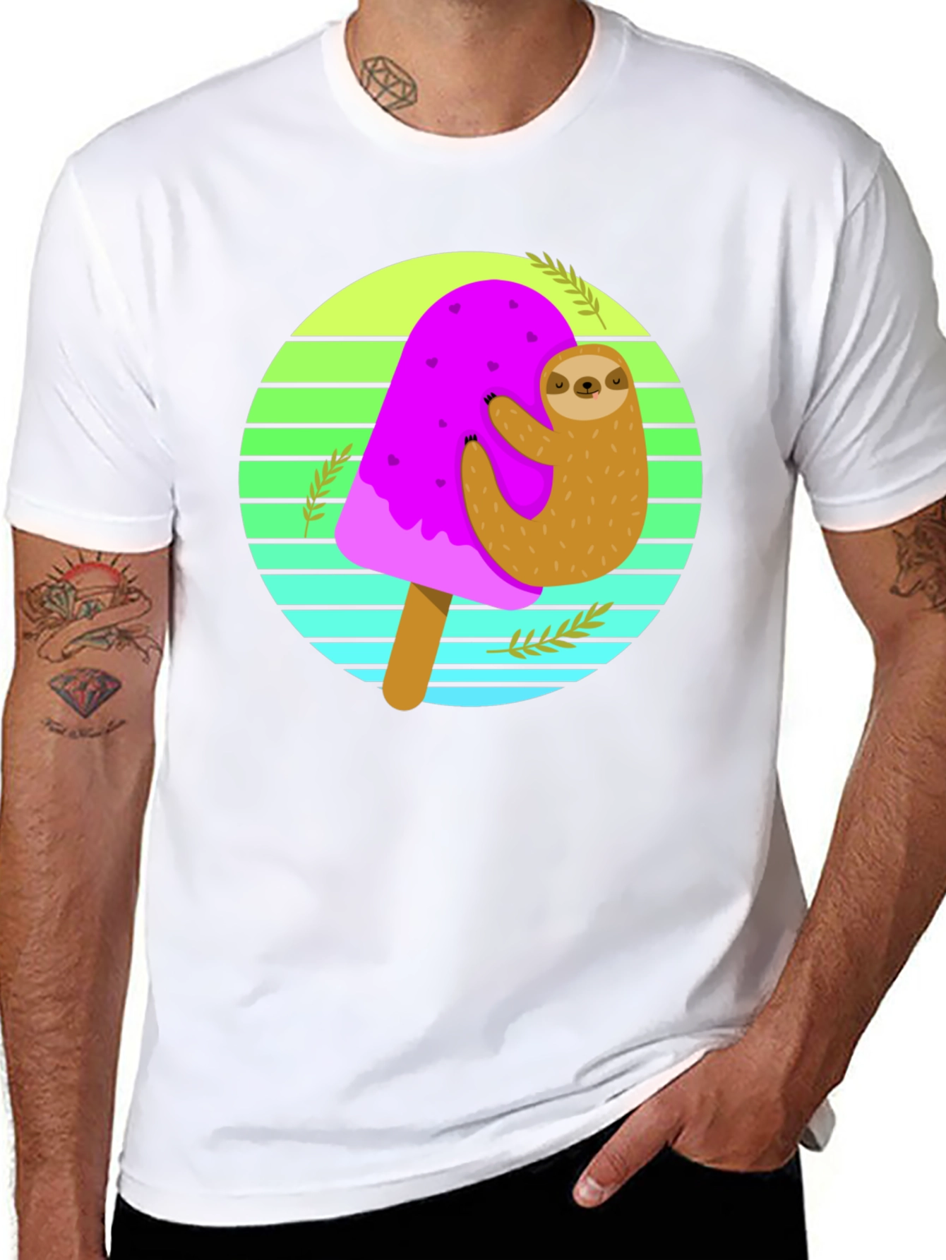 Sloth Ice Cream Graphic Tee - Comfy Cotton Blend