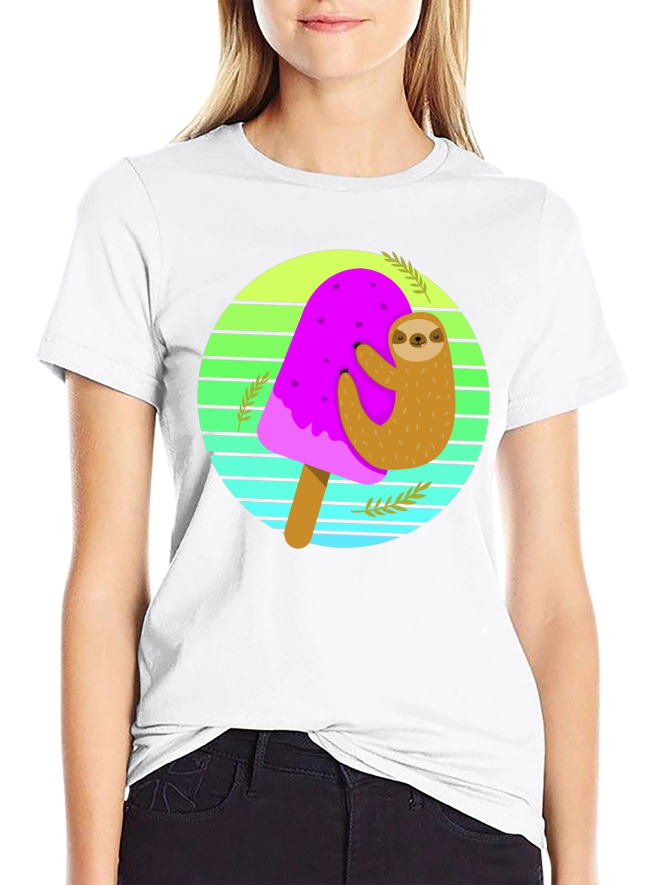 Sloth Ice Cream Graphic Tee - Comfy Cotton Blend