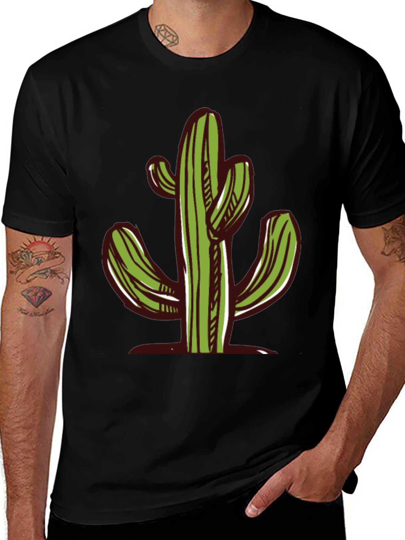 Cactus Graphic Black T-Shirt - Desert Vibes