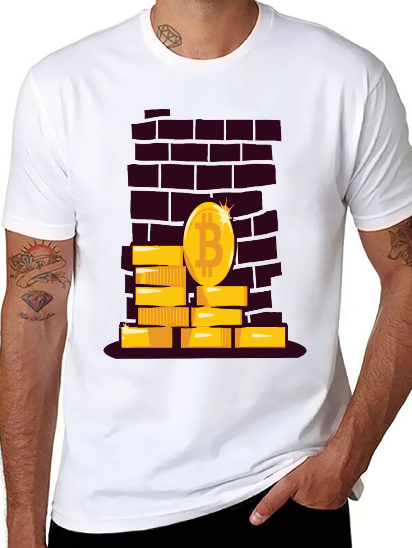 Bitcoin Brick Wall Tee - Crypto Currency T-Shirt