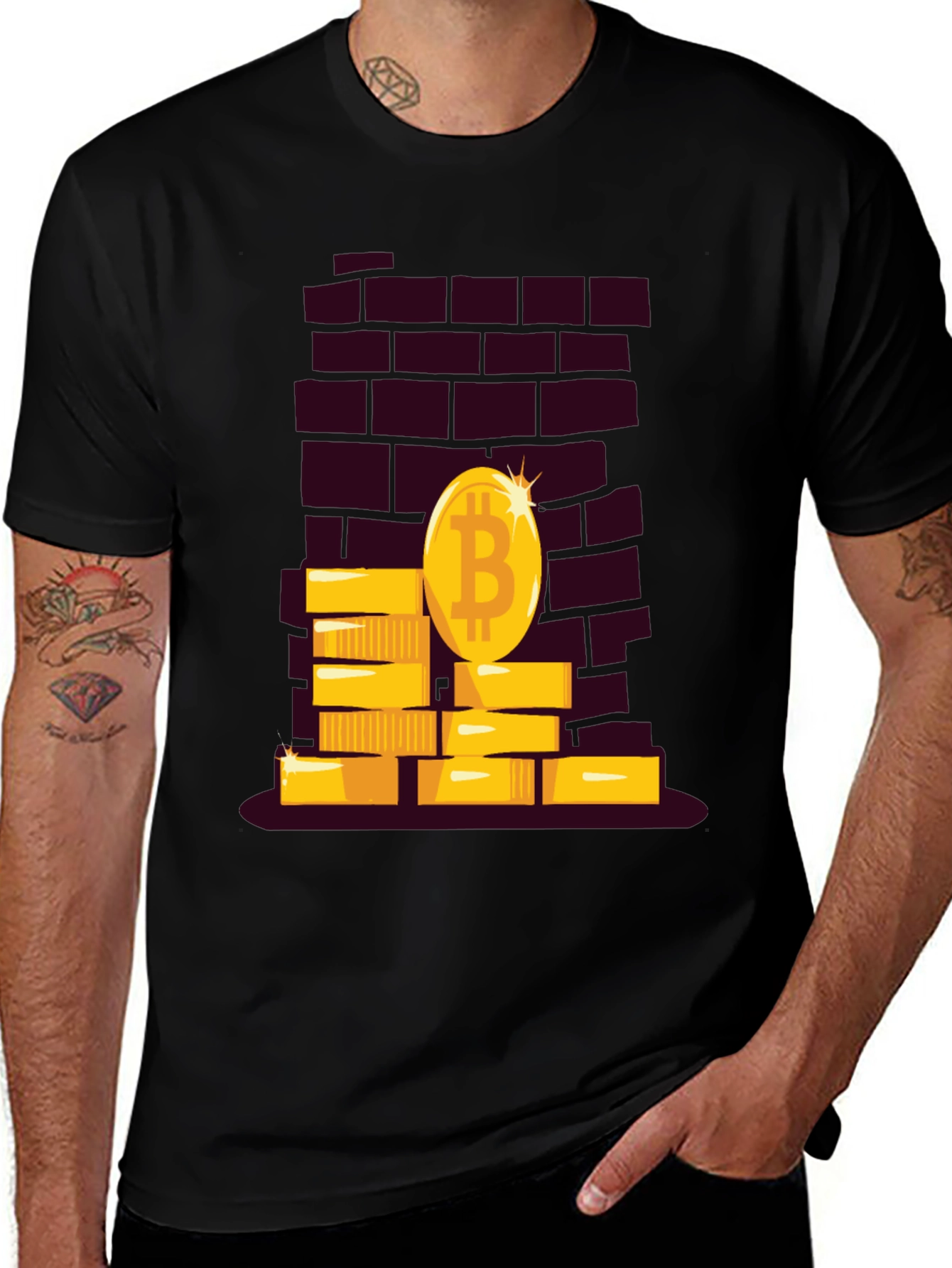 Bitcoin Brick Wall Tee - Crypto Currency T-Shirt