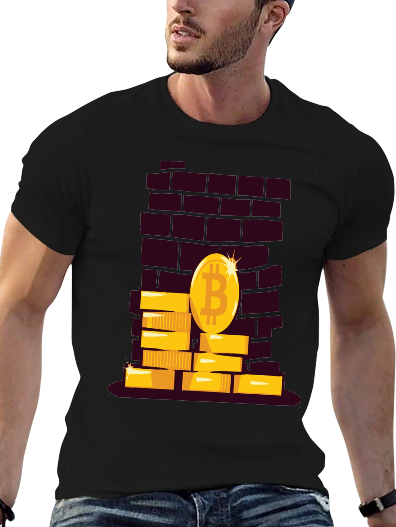 Bitcoin Brick Wall Tee - Crypto Currency T-Shirt