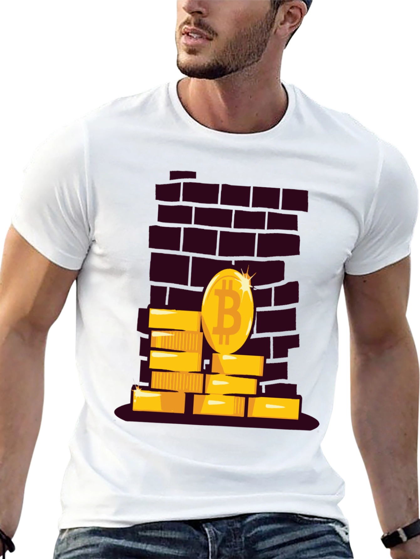 Bitcoin Brick Wall Tee - Crypto Currency T-Shirt