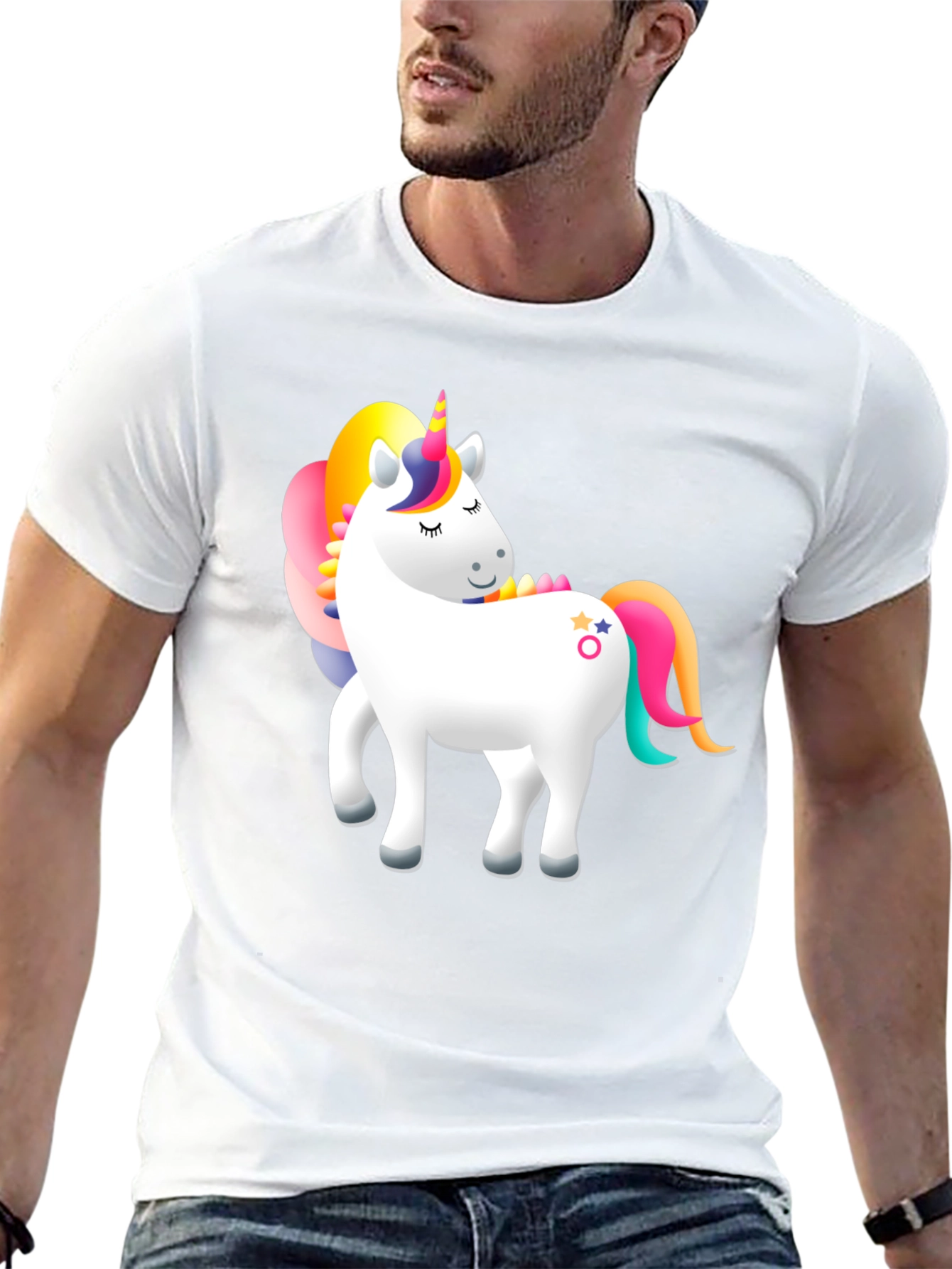 Unicorn Graphic Print Black Tee