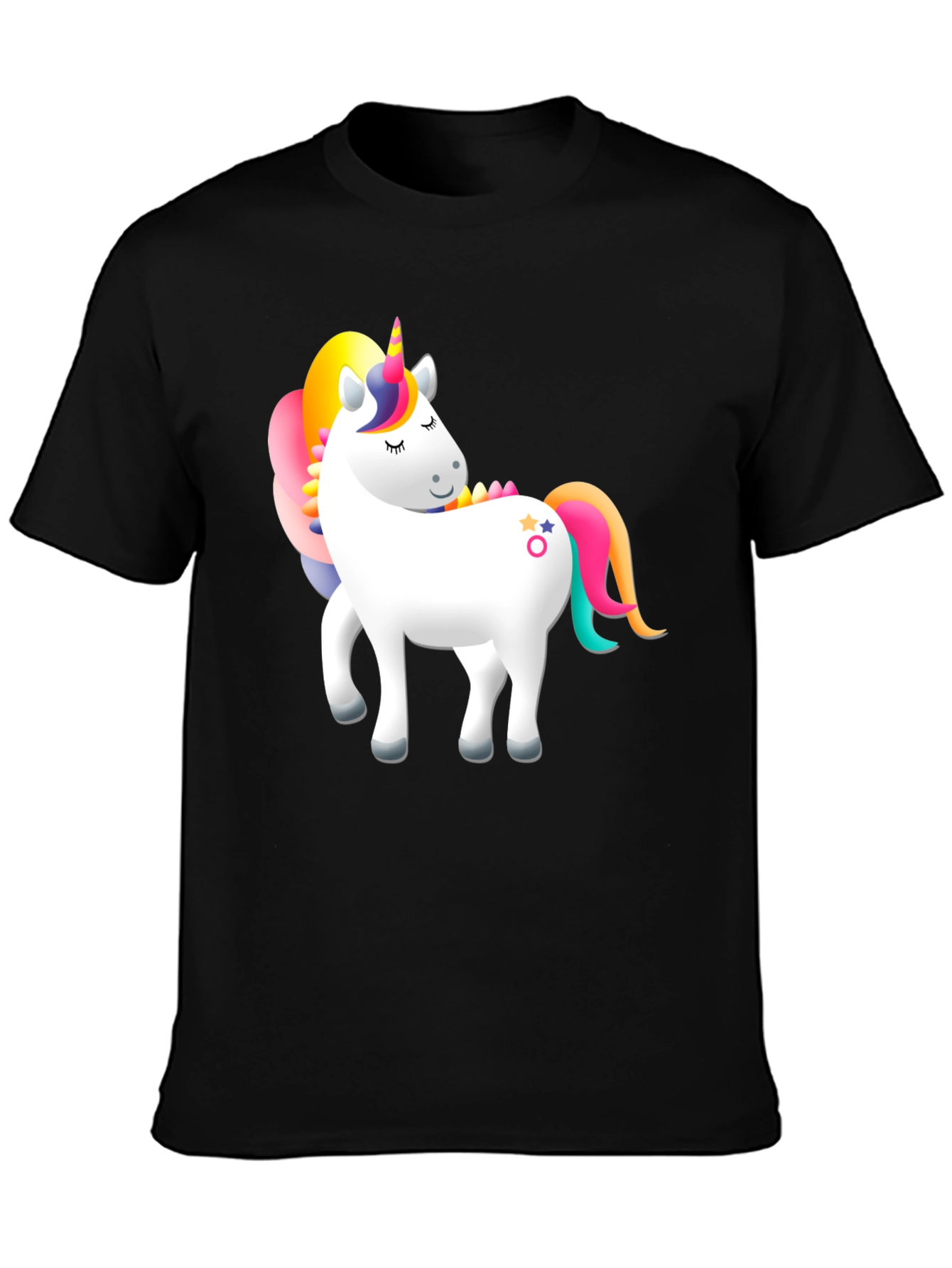 Unicorn Graphic Print Black Tee