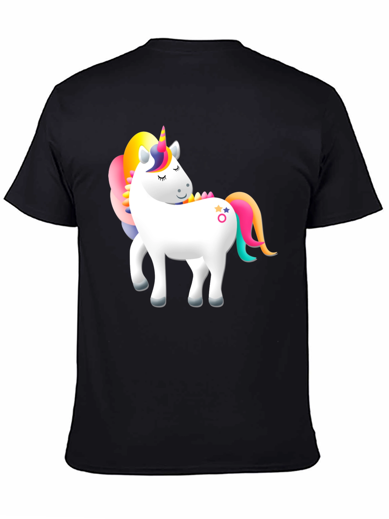 Unicorn Graphic Print Black Tee