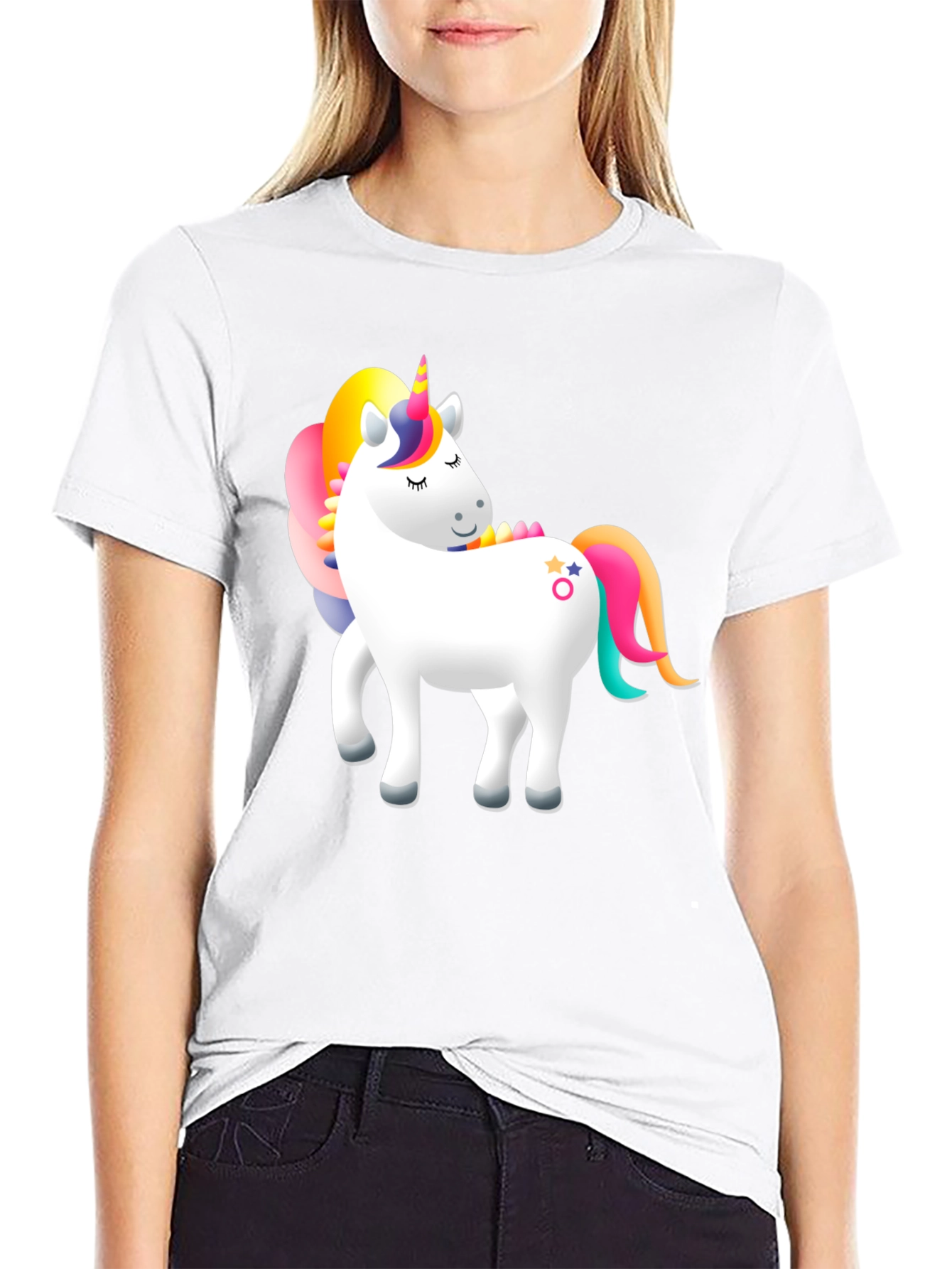 Unicorn Graphic Print Black Tee