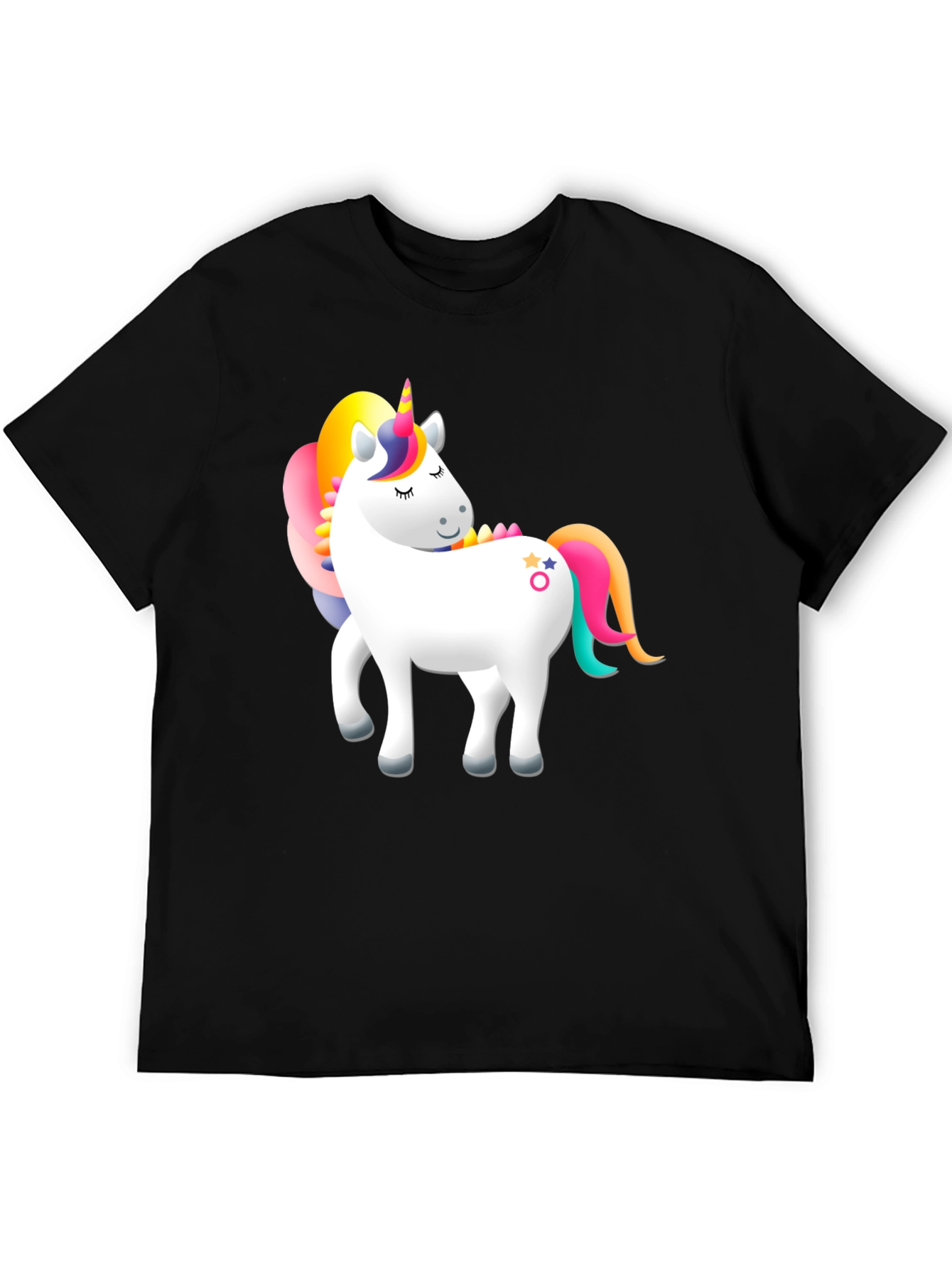 Unicorn Graphic Print Black Tee