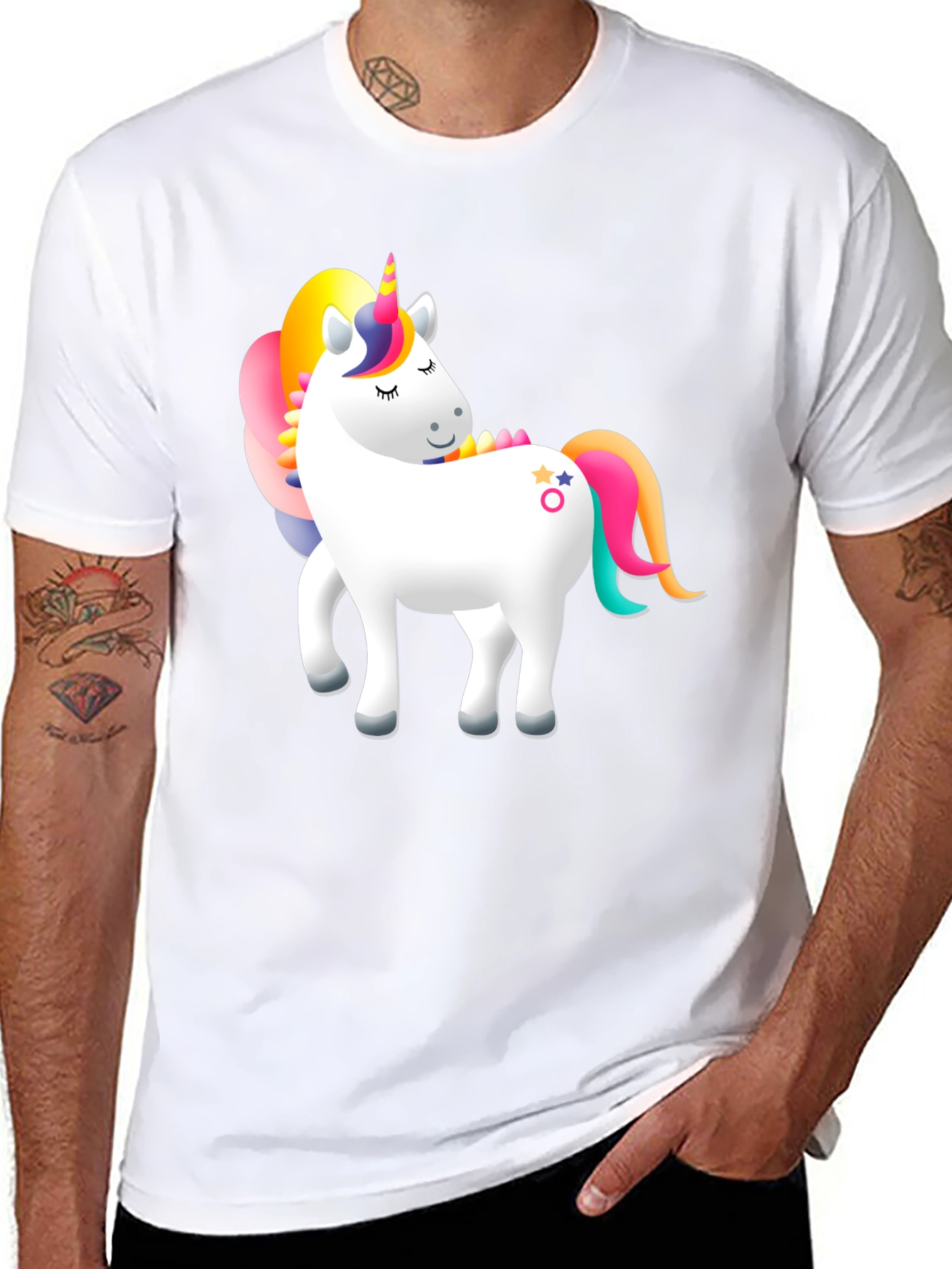 Unicorn Graphic Print Black Tee