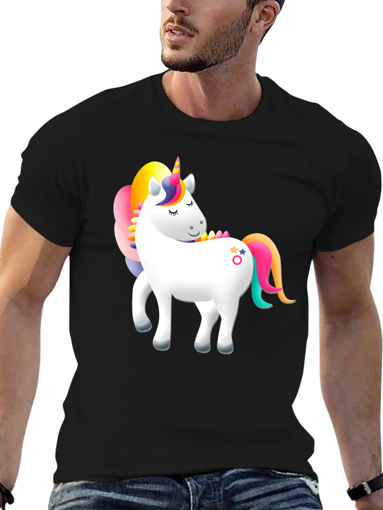 Unicorn Graphic Print Black Tee