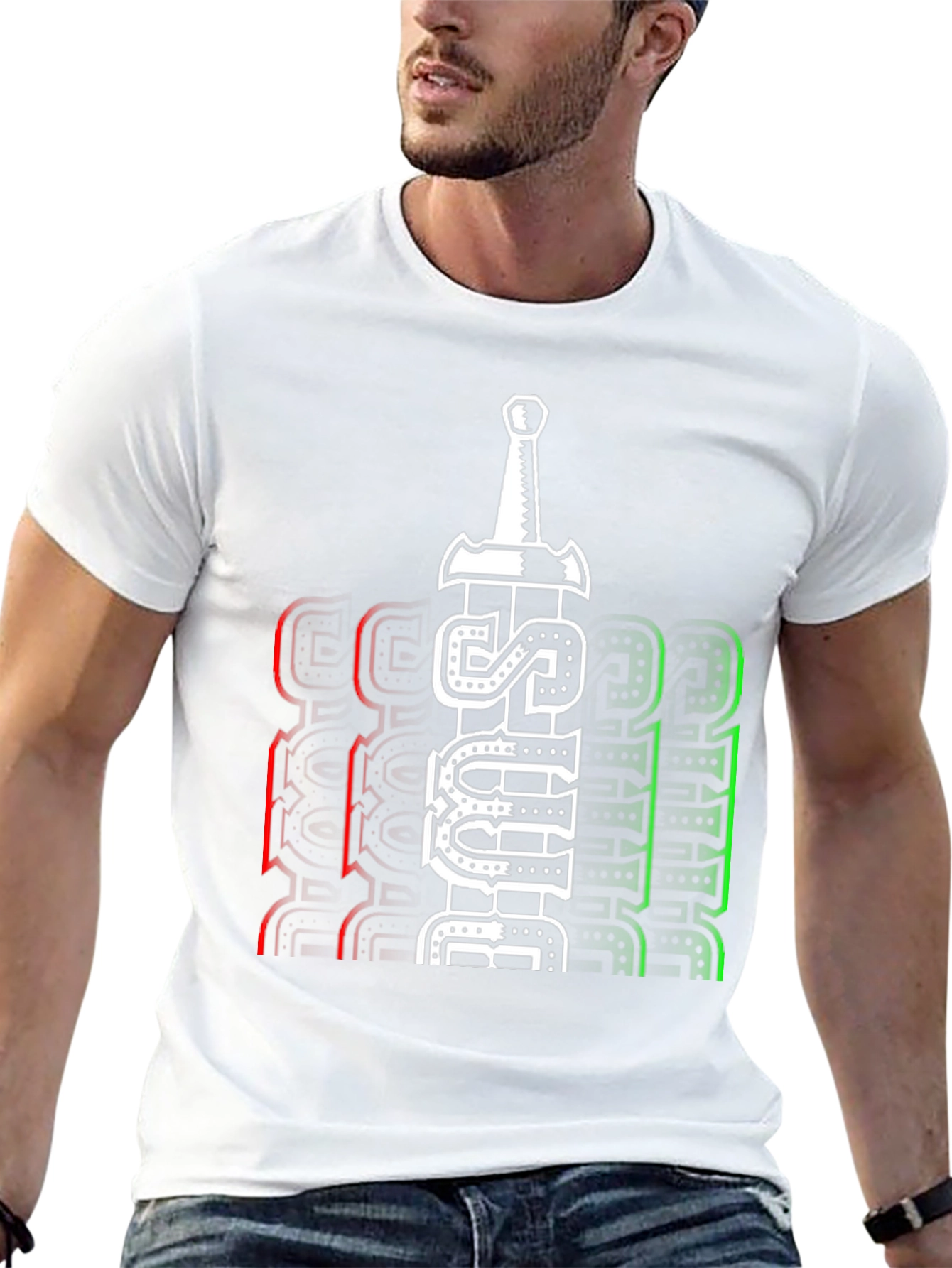 Just Believe Sword Graphic T-Shirt - Casual Style