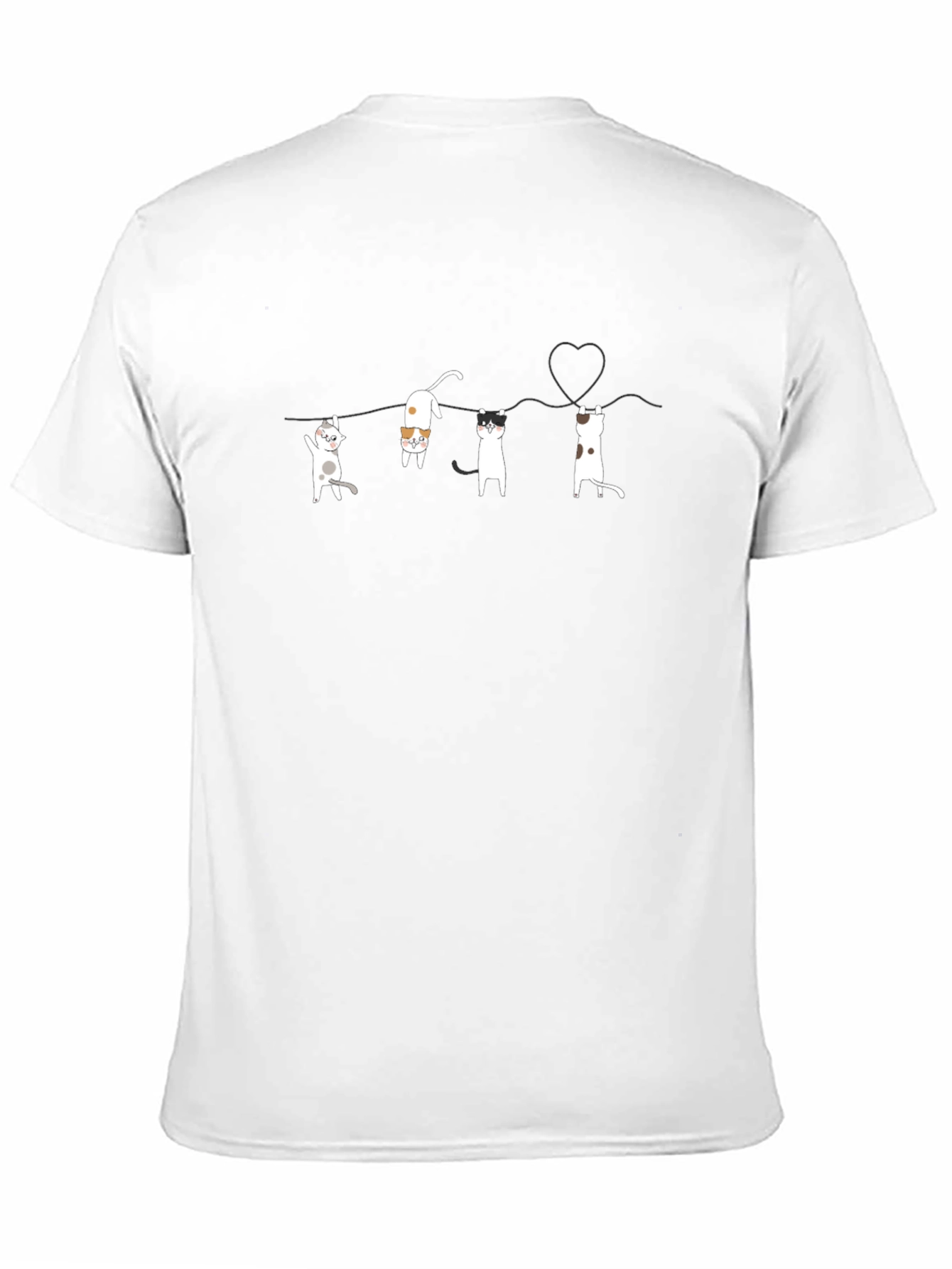 Cat Line Art Black T-Shirt