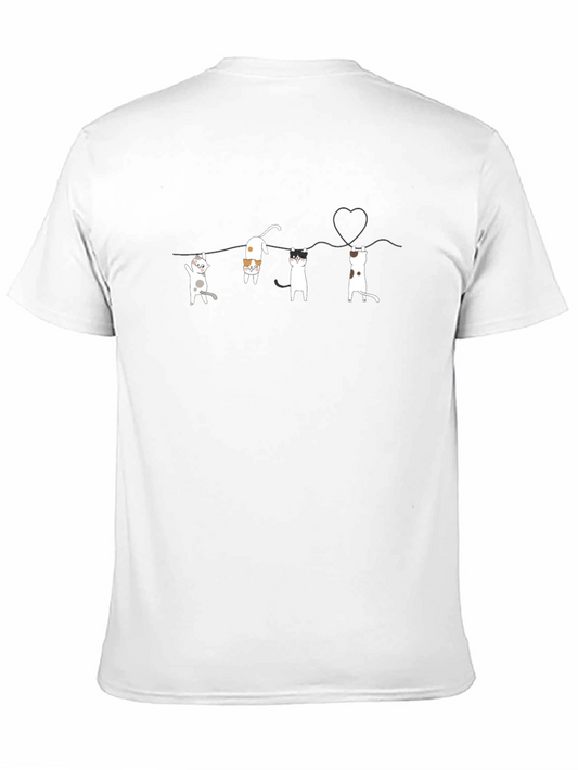 Cat Line Art Black T-Shirt