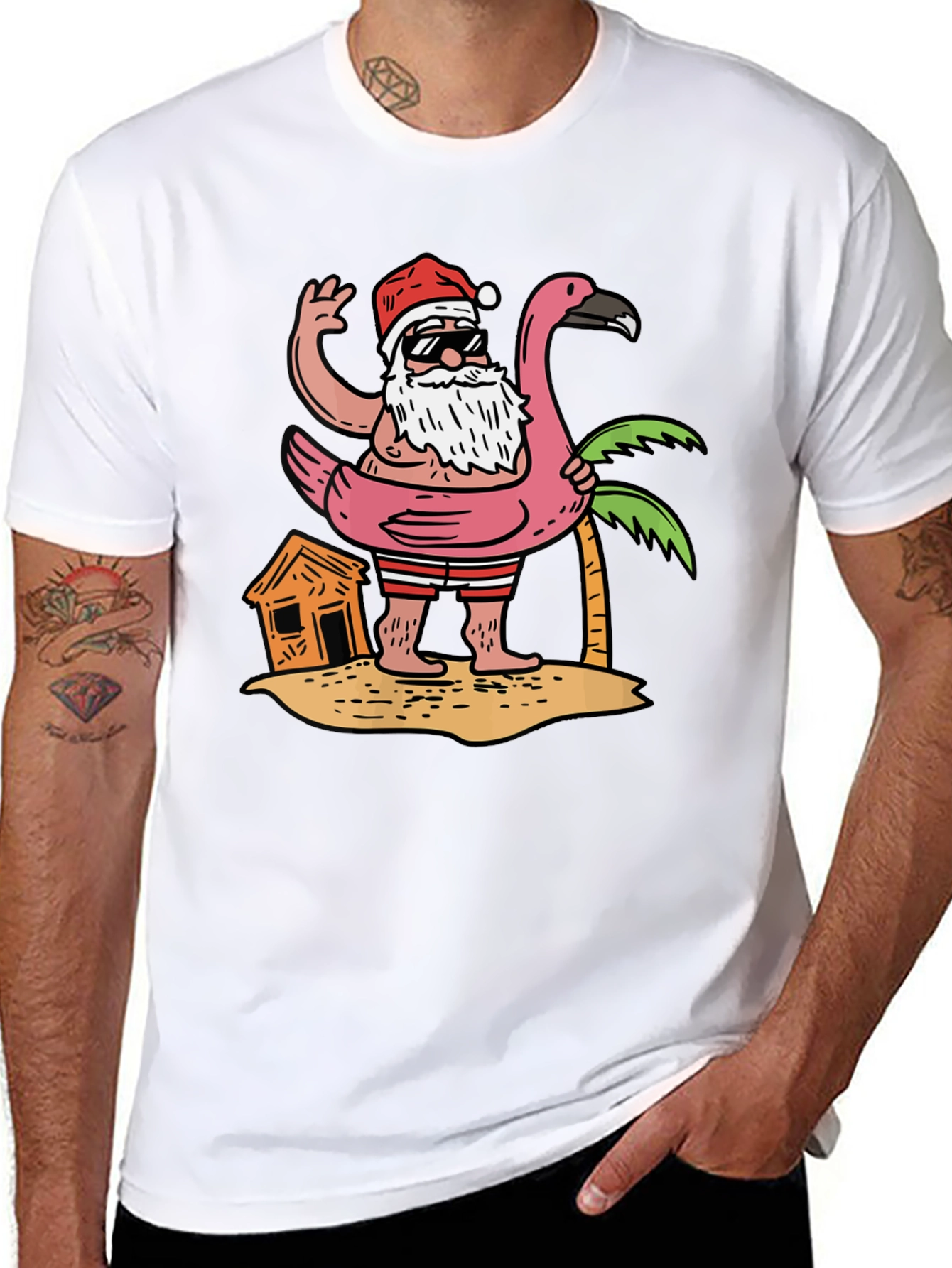 Tropical Santa T-Shirt Flamingo Pool Float