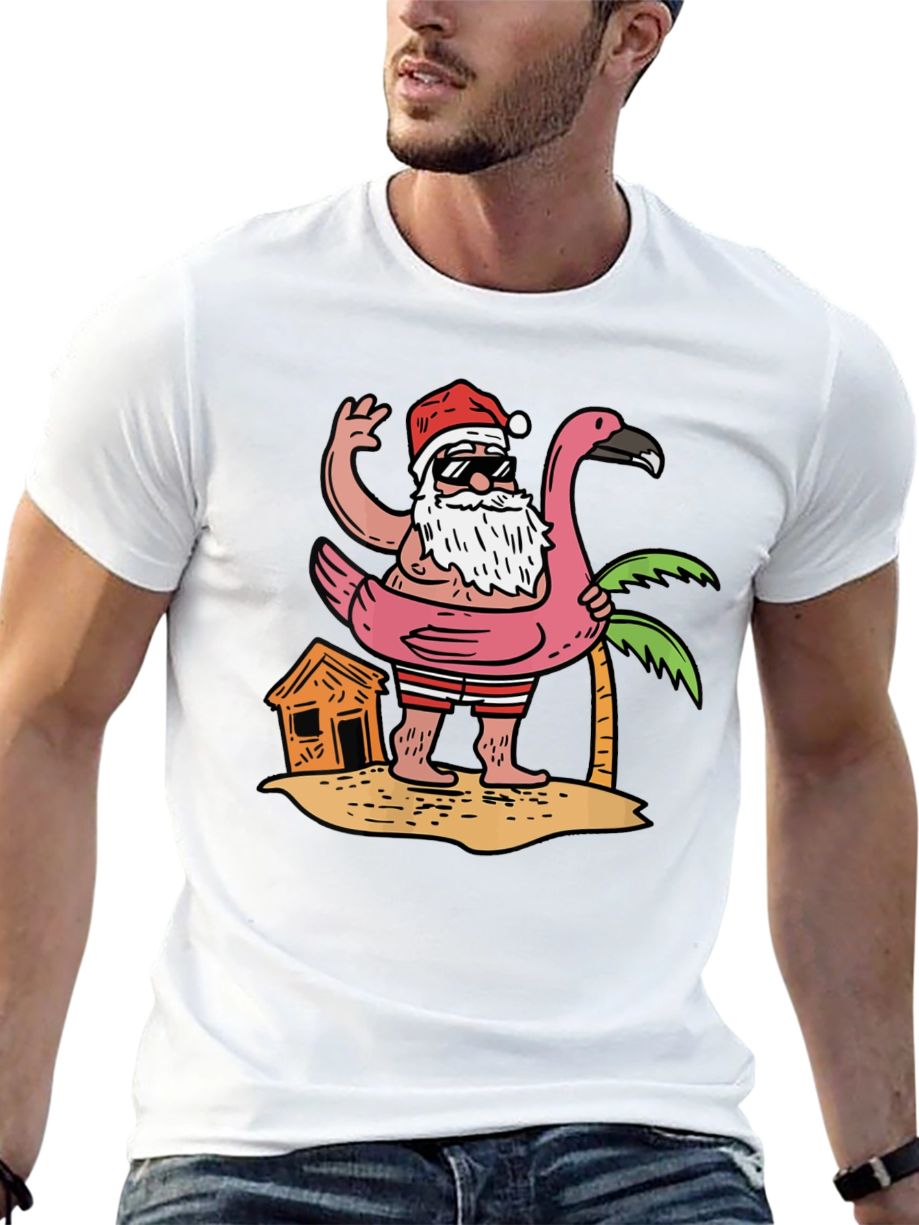 Tropical Santa T-Shirt Flamingo Pool Float