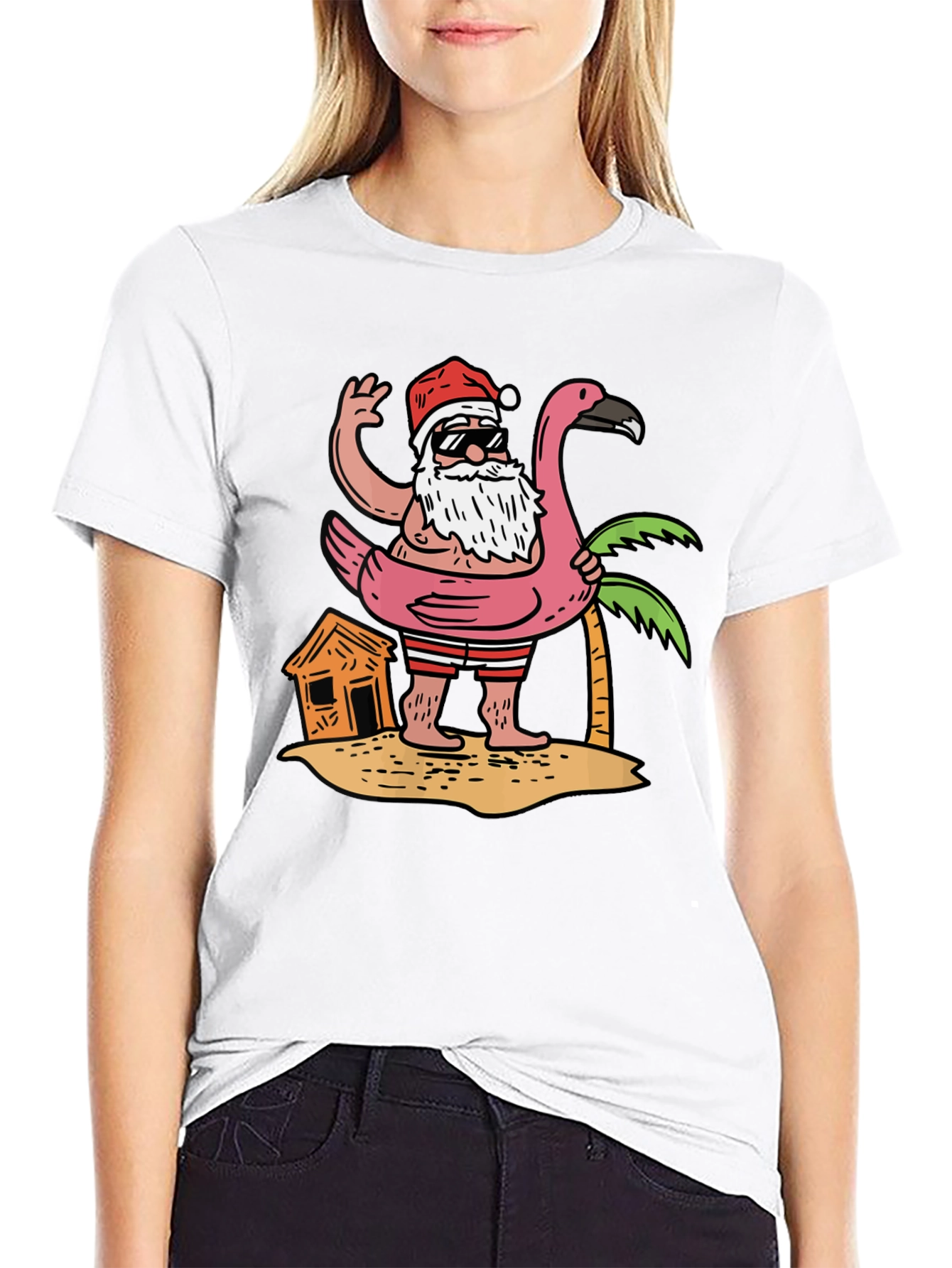 Tropical Santa T-Shirt Flamingo Pool Float