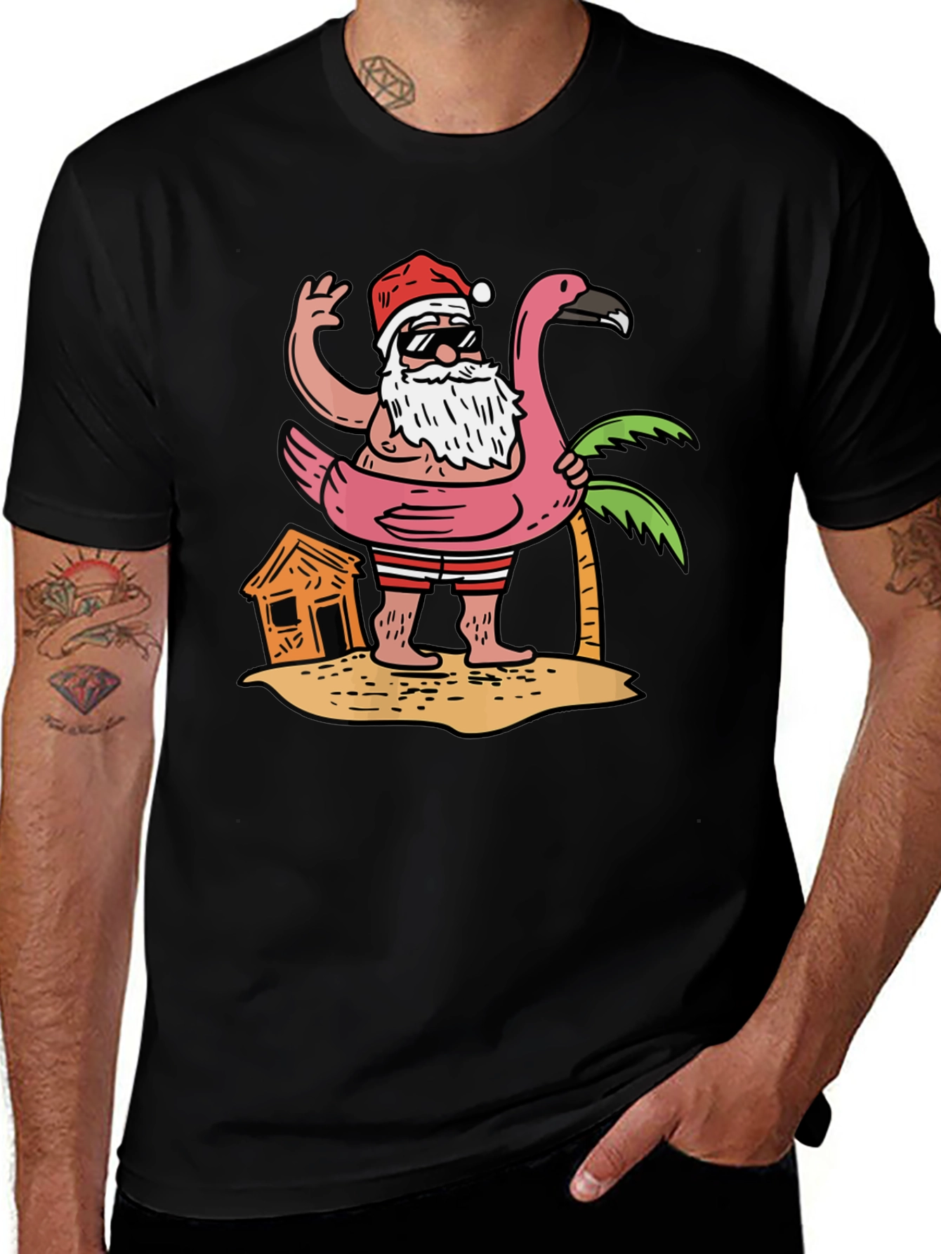Tropical Santa T-Shirt Flamingo Pool Float