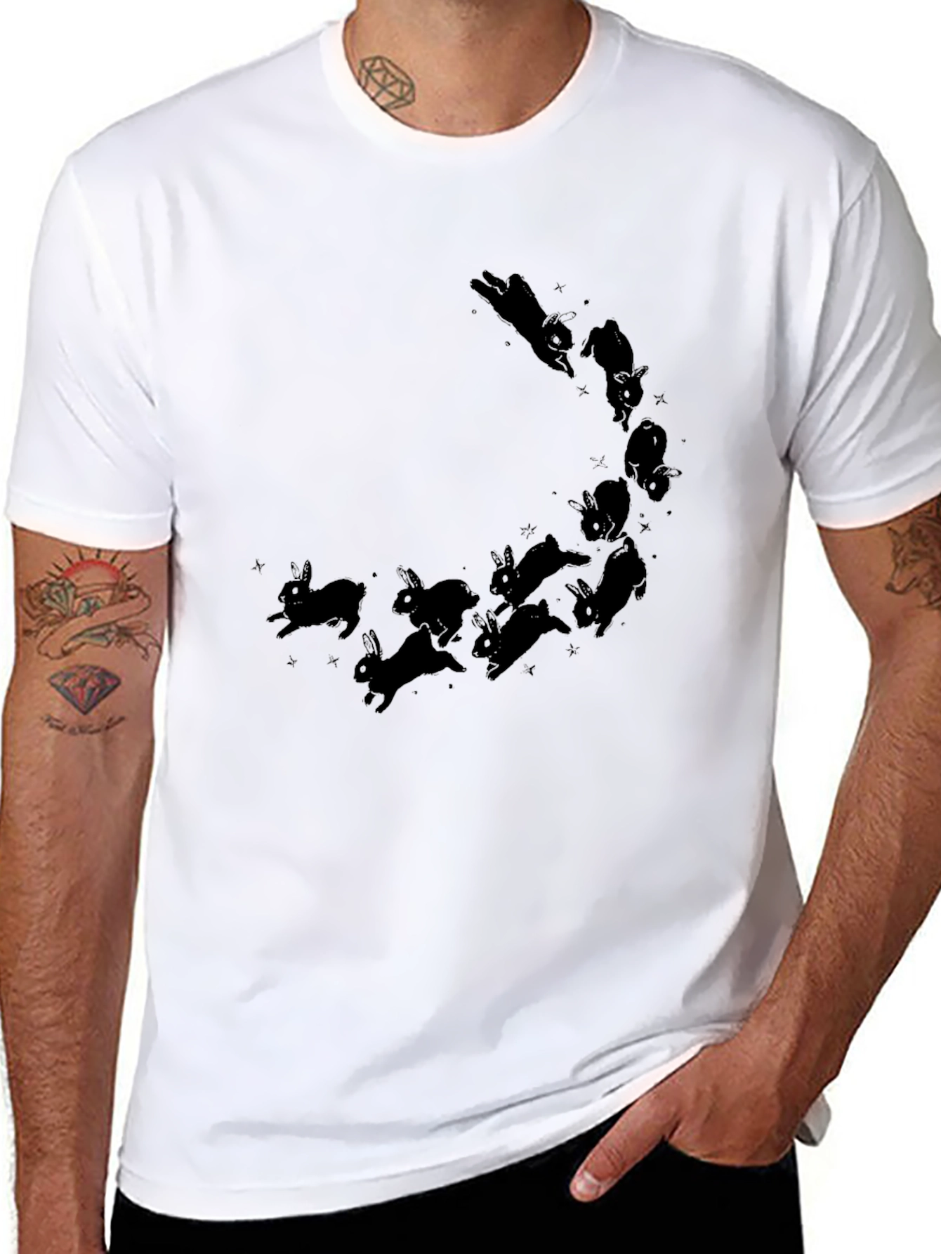 Rabbit Constellation Black T-Shirt