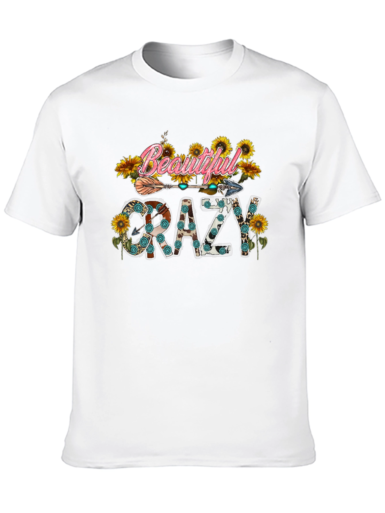 Beautiful Crazy Graphic Tee Sunflower Shirt
