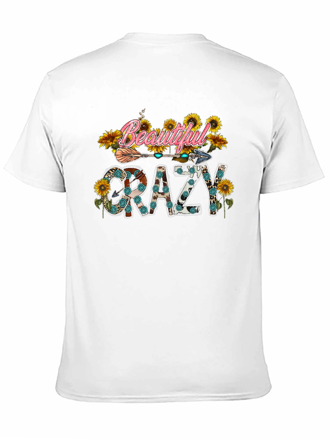 Beautiful Crazy Graphic Tee Sunflower Shirt