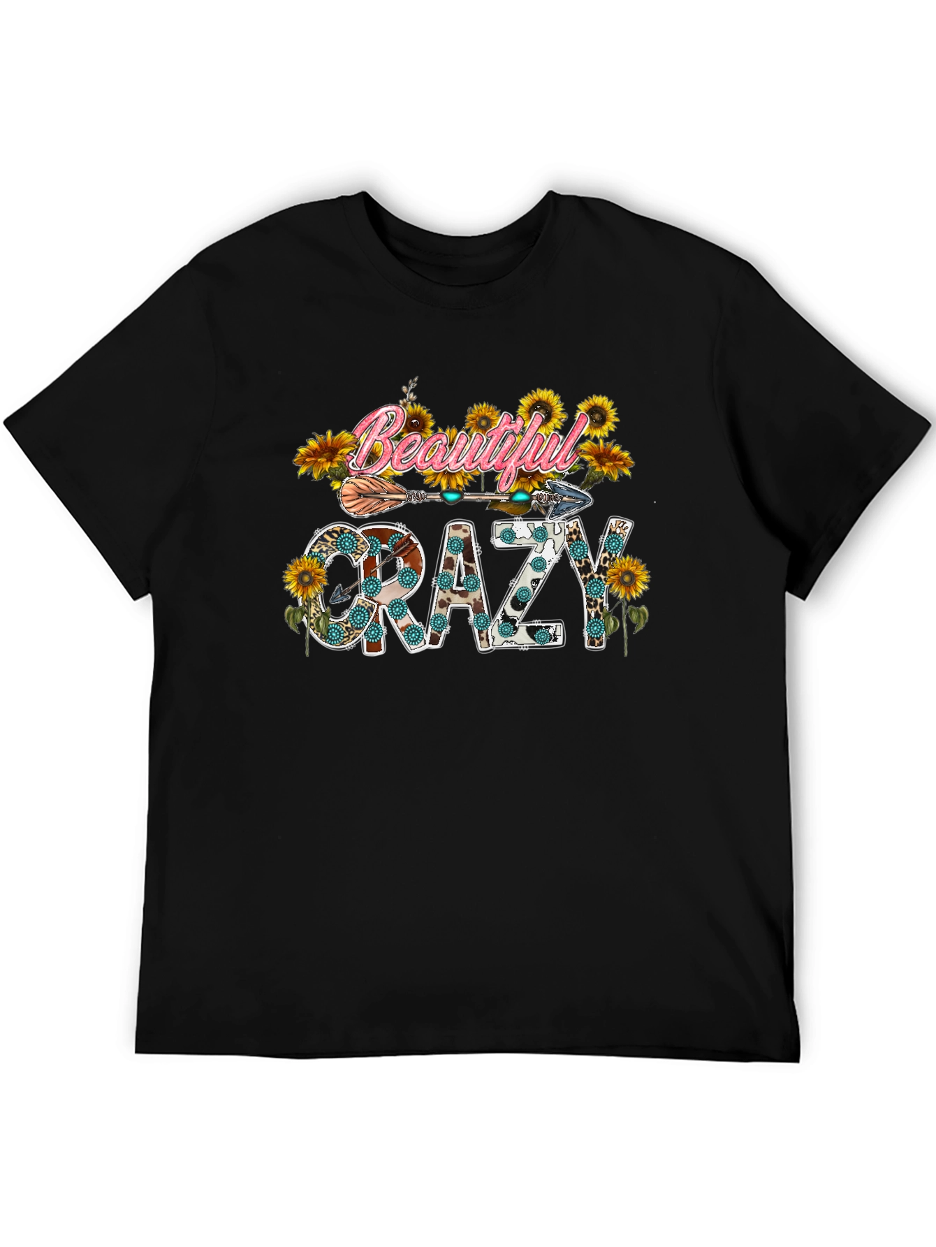 Beautiful Crazy Graphic Tee Sunflower Shirt