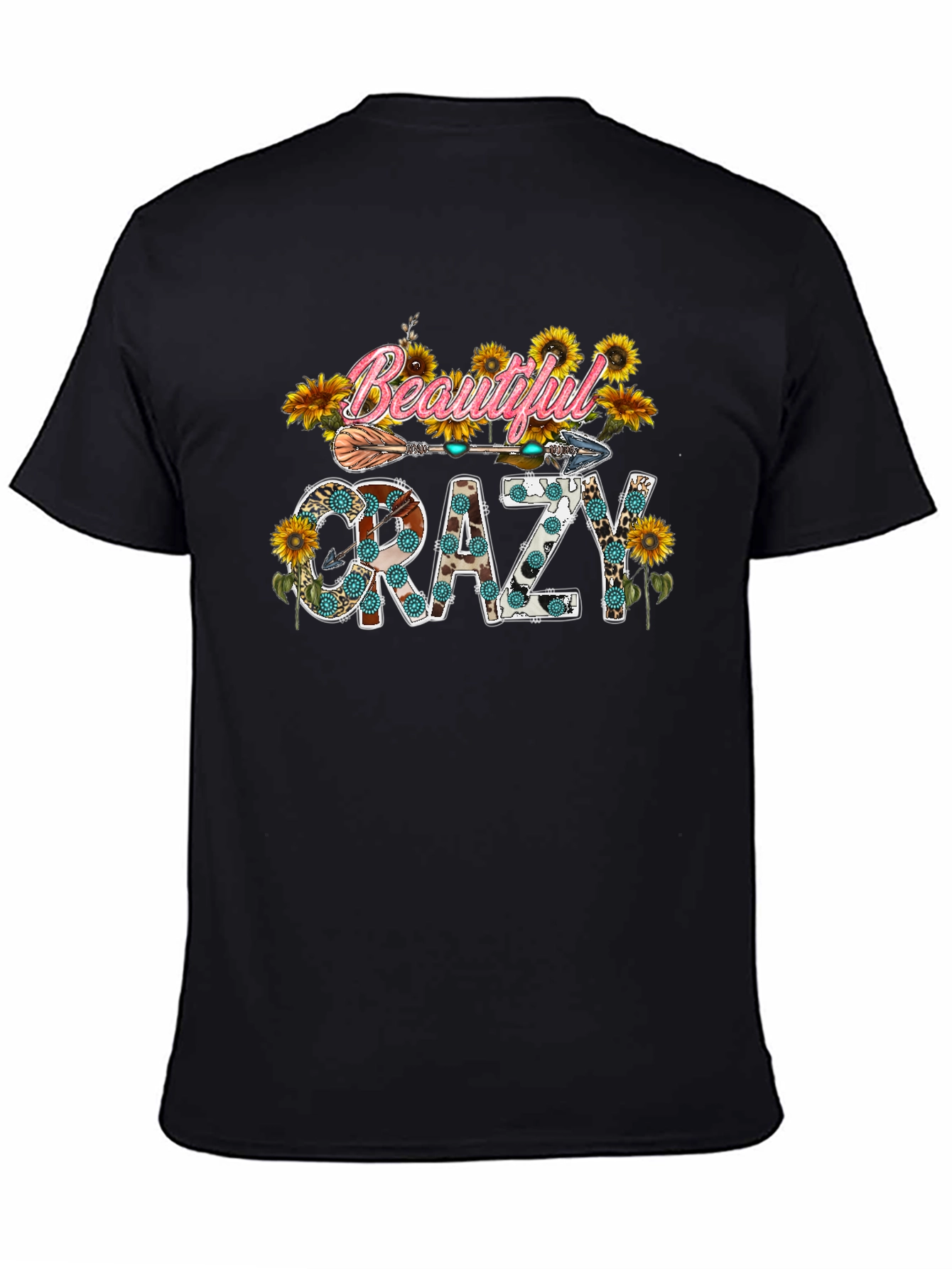 Beautiful Crazy Graphic Tee Sunflower Shirt