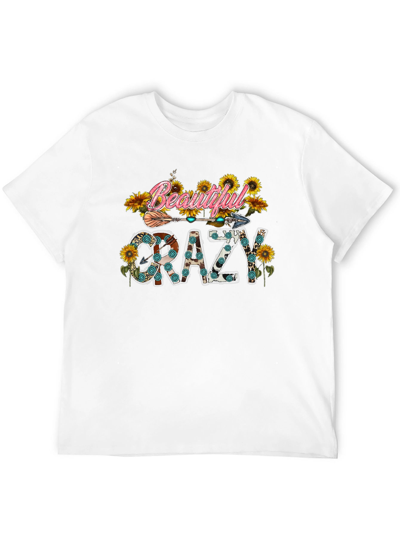 Beautiful Crazy Graphic Tee Sunflower Shirt